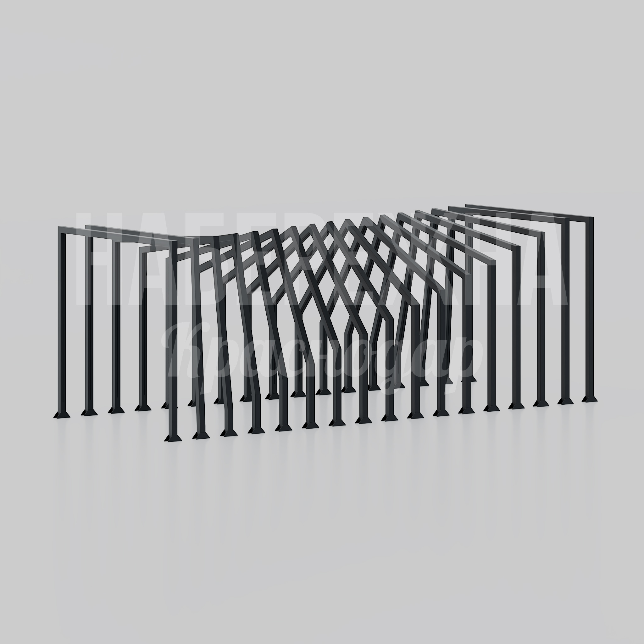Арка Tomro 3300x8250x3000 мм. МЕТ-22.002 Арка с трансформируемой геометрией для зонирования площадей, встроенной подсветкой и антивандальным покрытием.