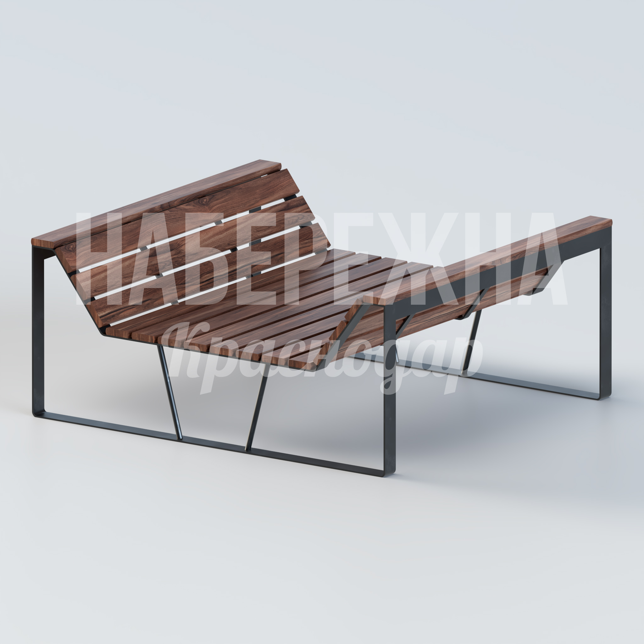 Шезлонг Basar 1700x1850x790 мм. MAF-22.006 Шезлонг с эргономичной формой и каркасом из профильной трубы. Деревянные ламели создают комфорт для отдыха в парках.