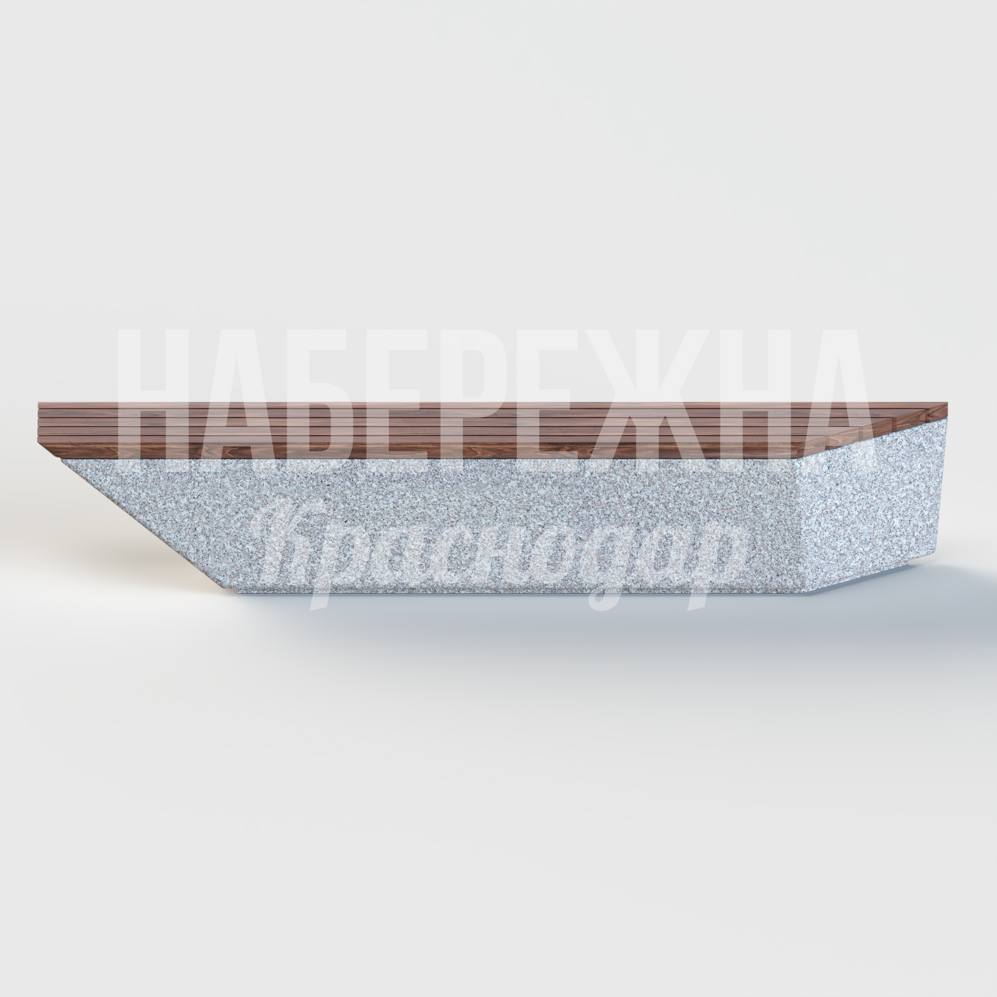 Лавочка Ukdö - купить, 450x2500x450 мм, Бетон, Дерево