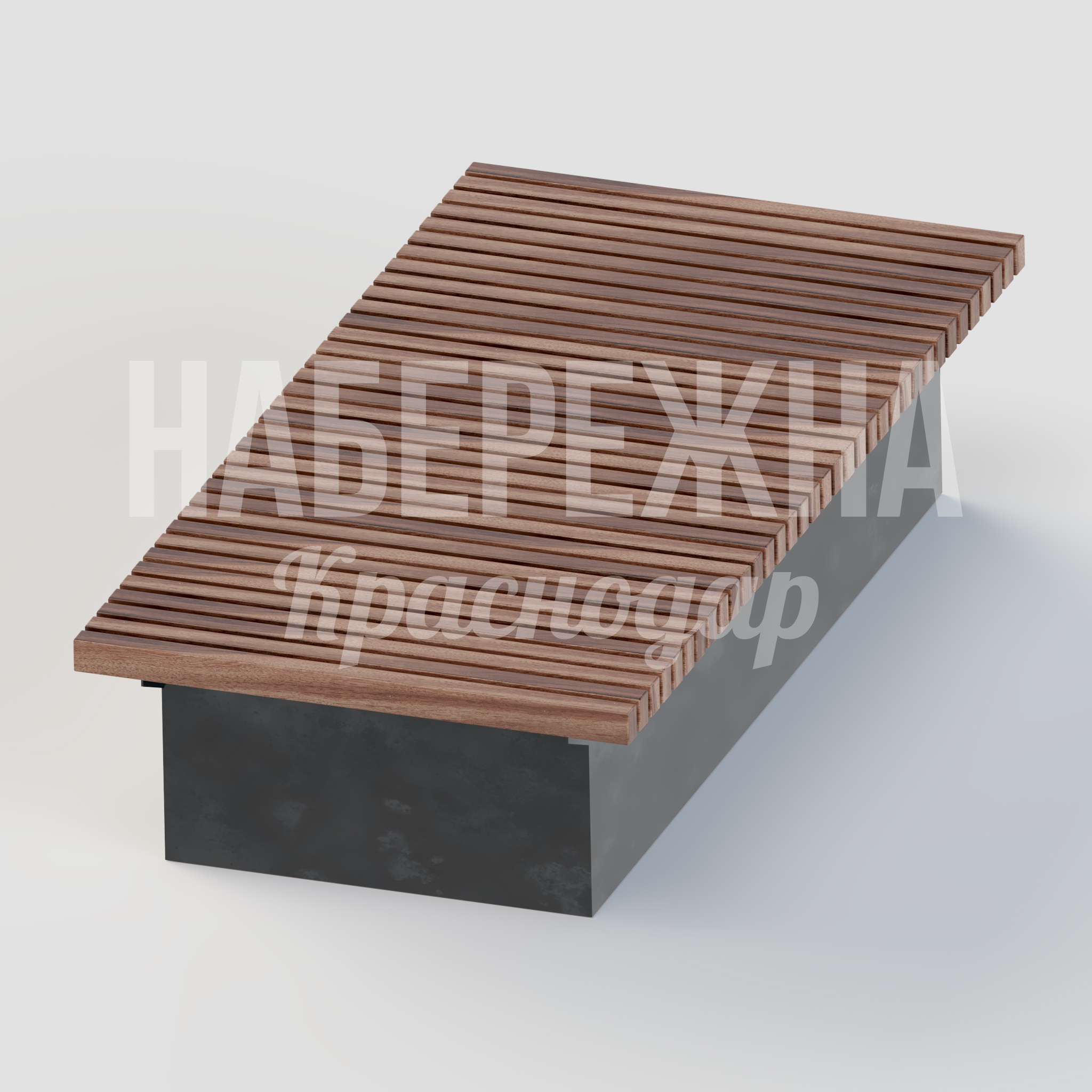 Лавочка Påveay - купить, 1000x2000x450 мм, Бетон, Дерево