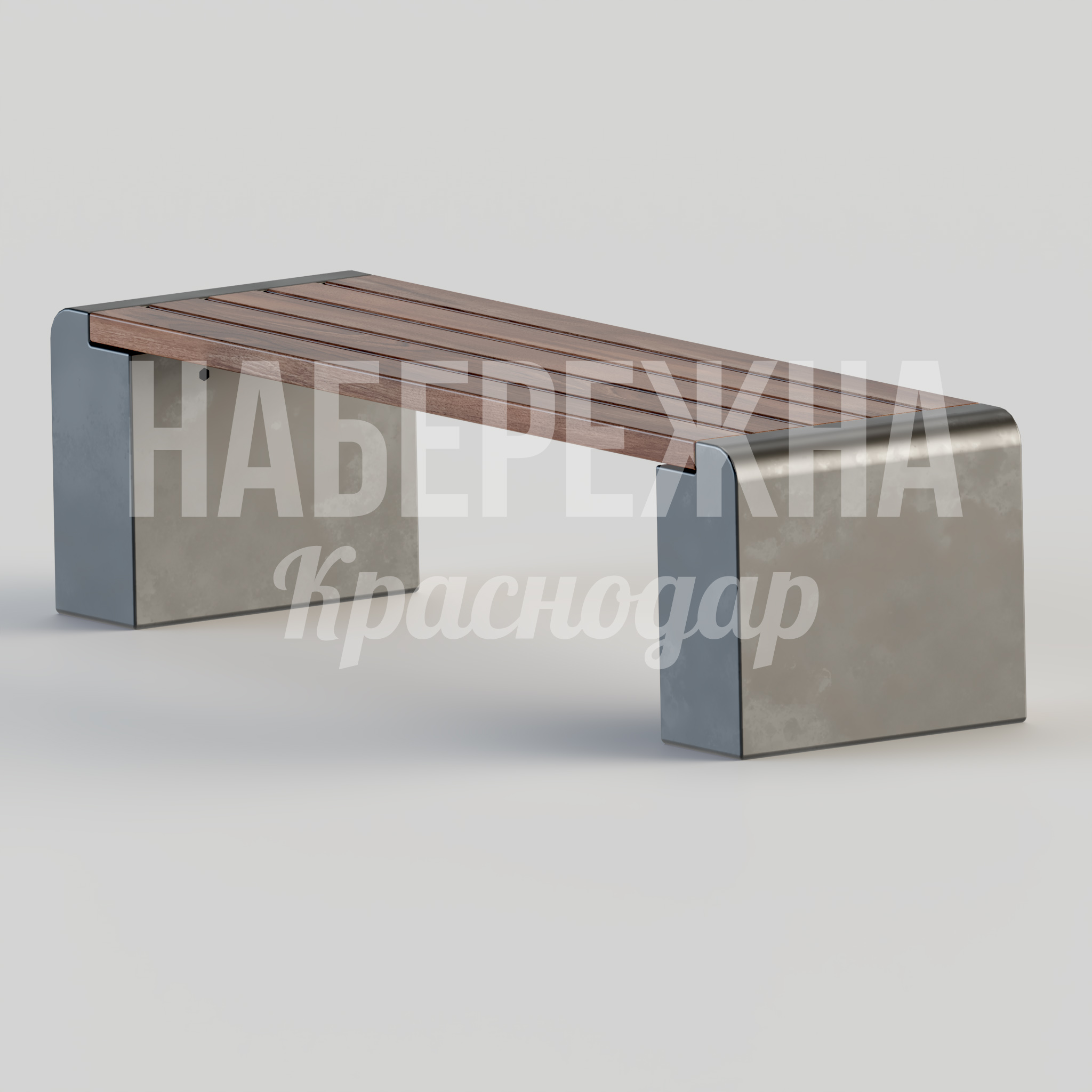 Лавочка Ovokti 500x1700x450 мм. MAF-22.050 Лавочка с металлическими опорами и деревянным сиденьем. Комбинированная конструкция для парков и скверов.