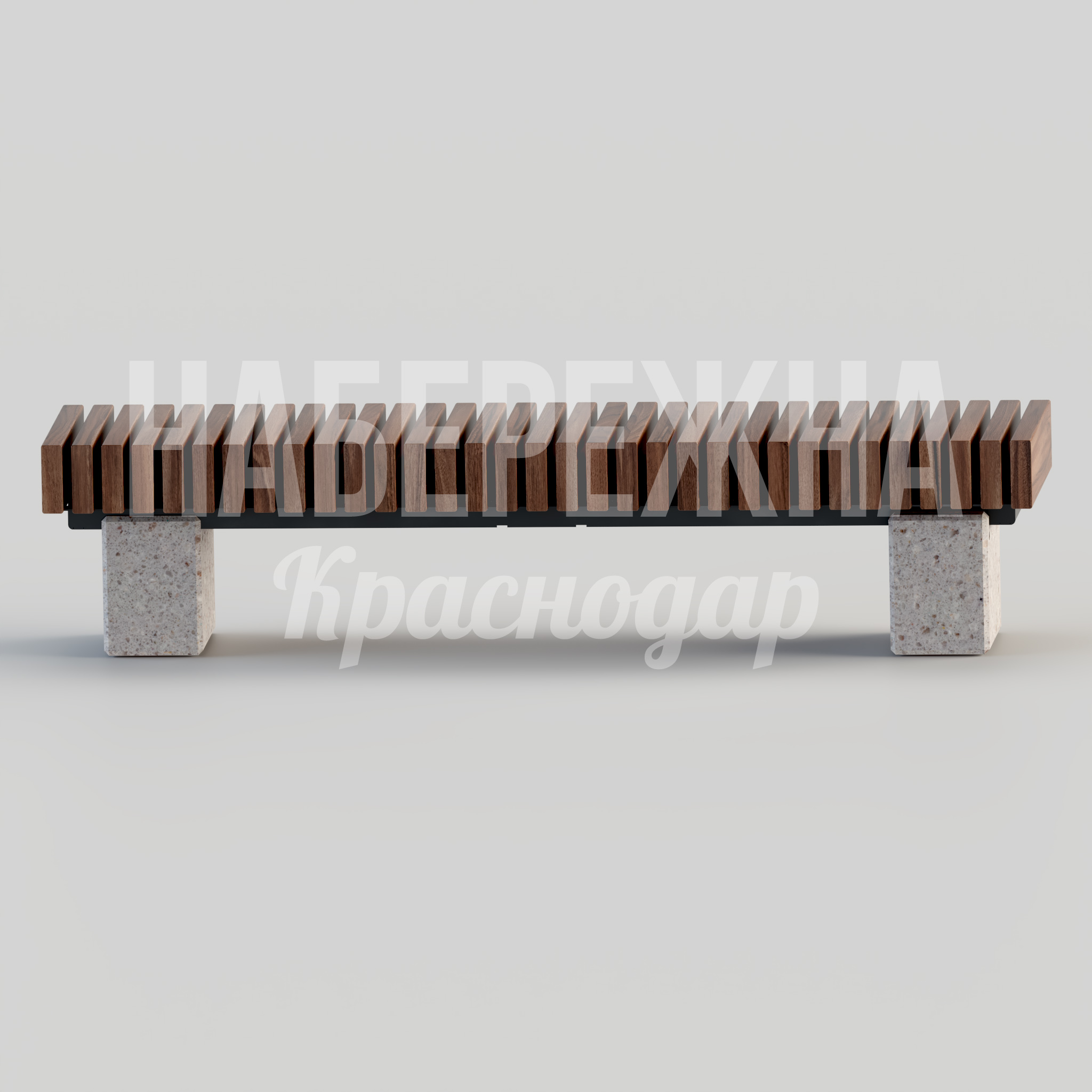 Лавочка Jonukrav — купить, MAF-22.054 | Набережна Лавочка Jonukrav - купить, 500x2000x450 мм, Бетон, Металл, Дерево