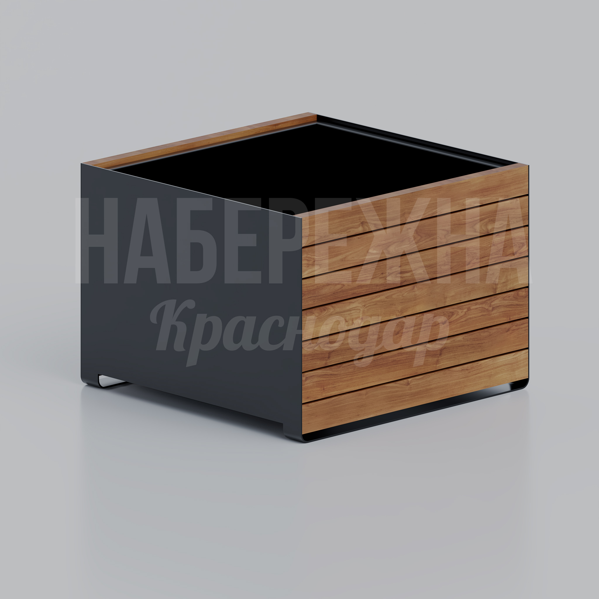 Цветочница Höhfo 1000x1000x700 мм. MAF-22.075 Цветочница квадратная с комбинированной отделкой. Вместительная для групповых посадок. Защита от коррозии.