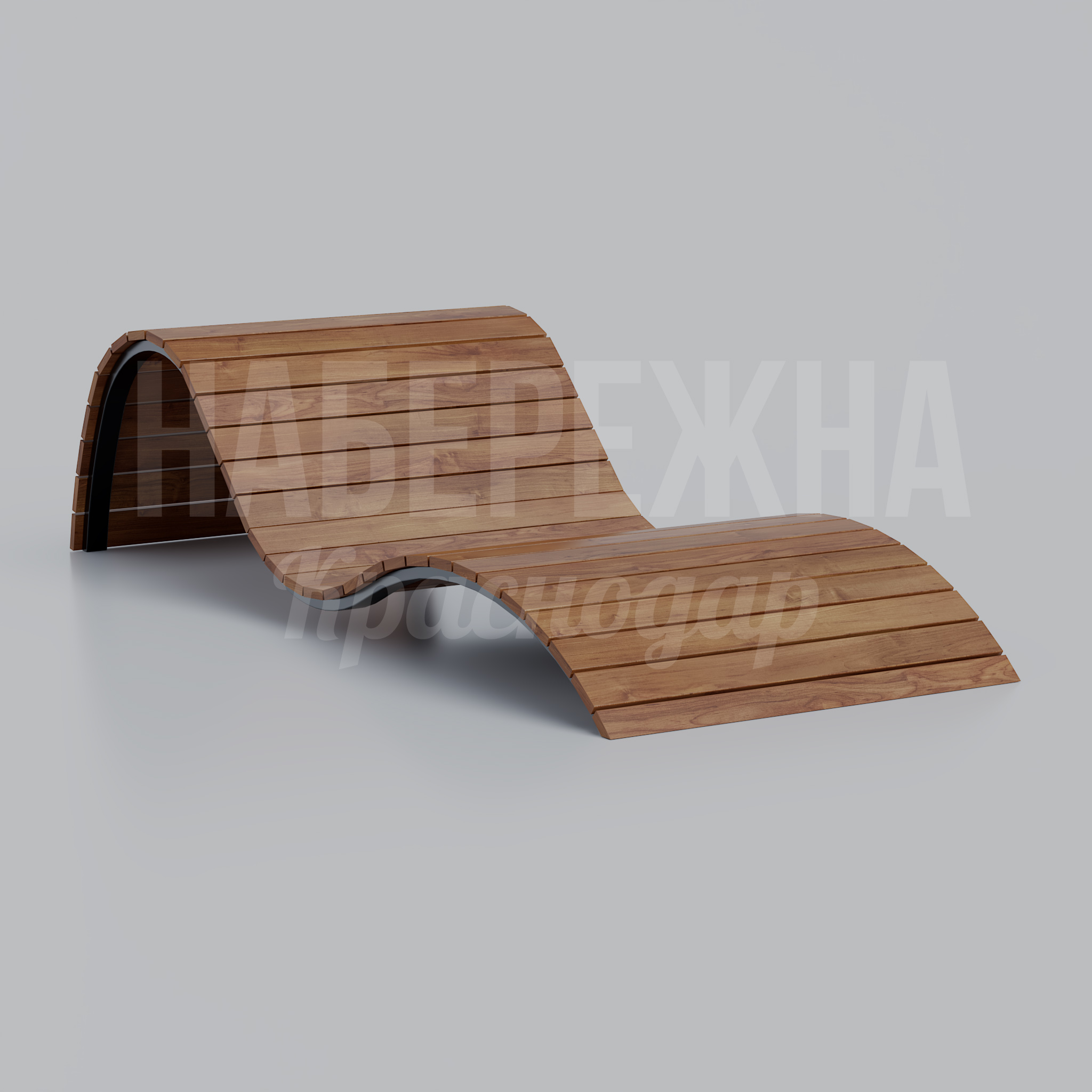 Шезлонг Bevgi 1200x2850x690 мм. MAF-22.077 Шезлонг с волнообразной конструкцией и реечной поверхностью. Анатомическая форма для комфортного отдыха в парках и зонах отдыха.