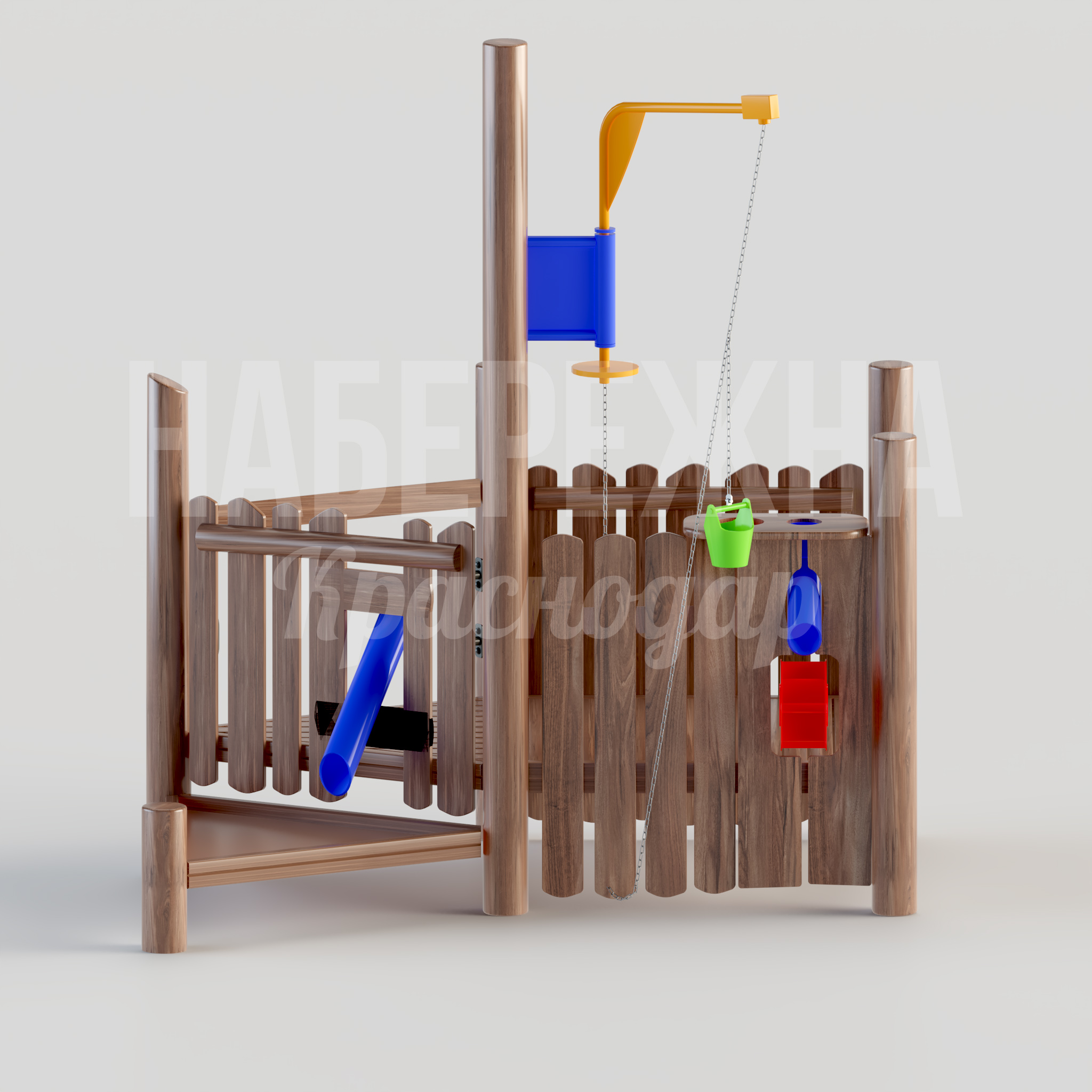 Комплекс игры в песочнице Omkiuc - заказать, Игры с песком, Металл, Дерево, МПК