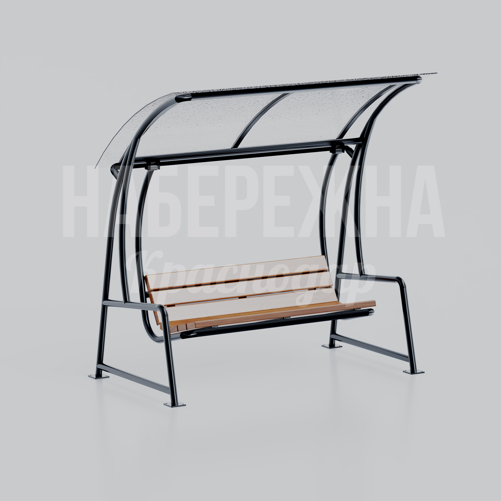 Качель Urmi 1200x2100x2050 мм. MAF-22.101 Качель с навесом для парков и зон отдыха. Вместительное сиденье, защита от солнца, стойкость к нагрузкам.