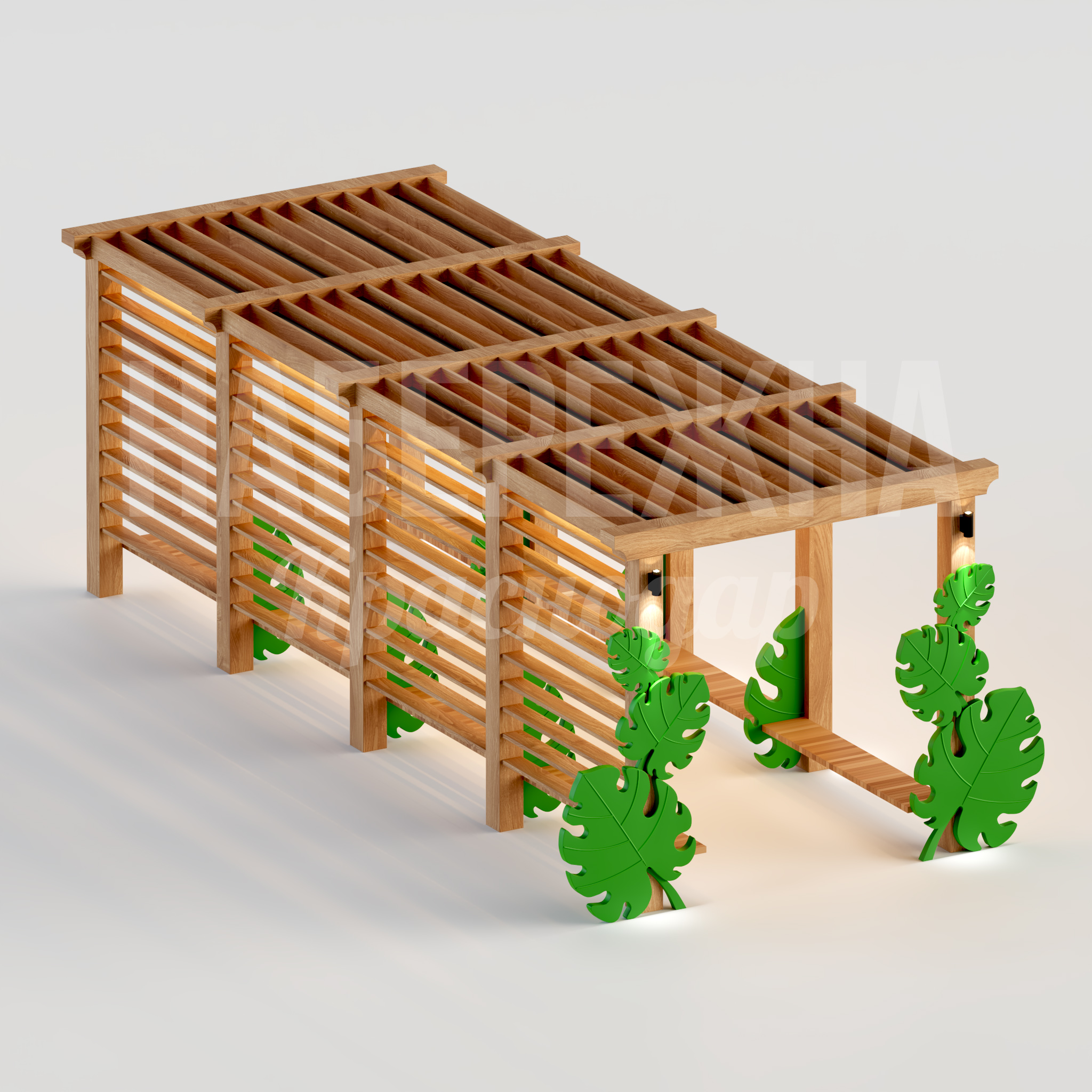 Пергола Tikiöte Monstera Plant — купить, MAF-22.159 | Набережна Пергола Tikiöte Monstera Plant - заказать, Перголы, Дерево, Подсветка