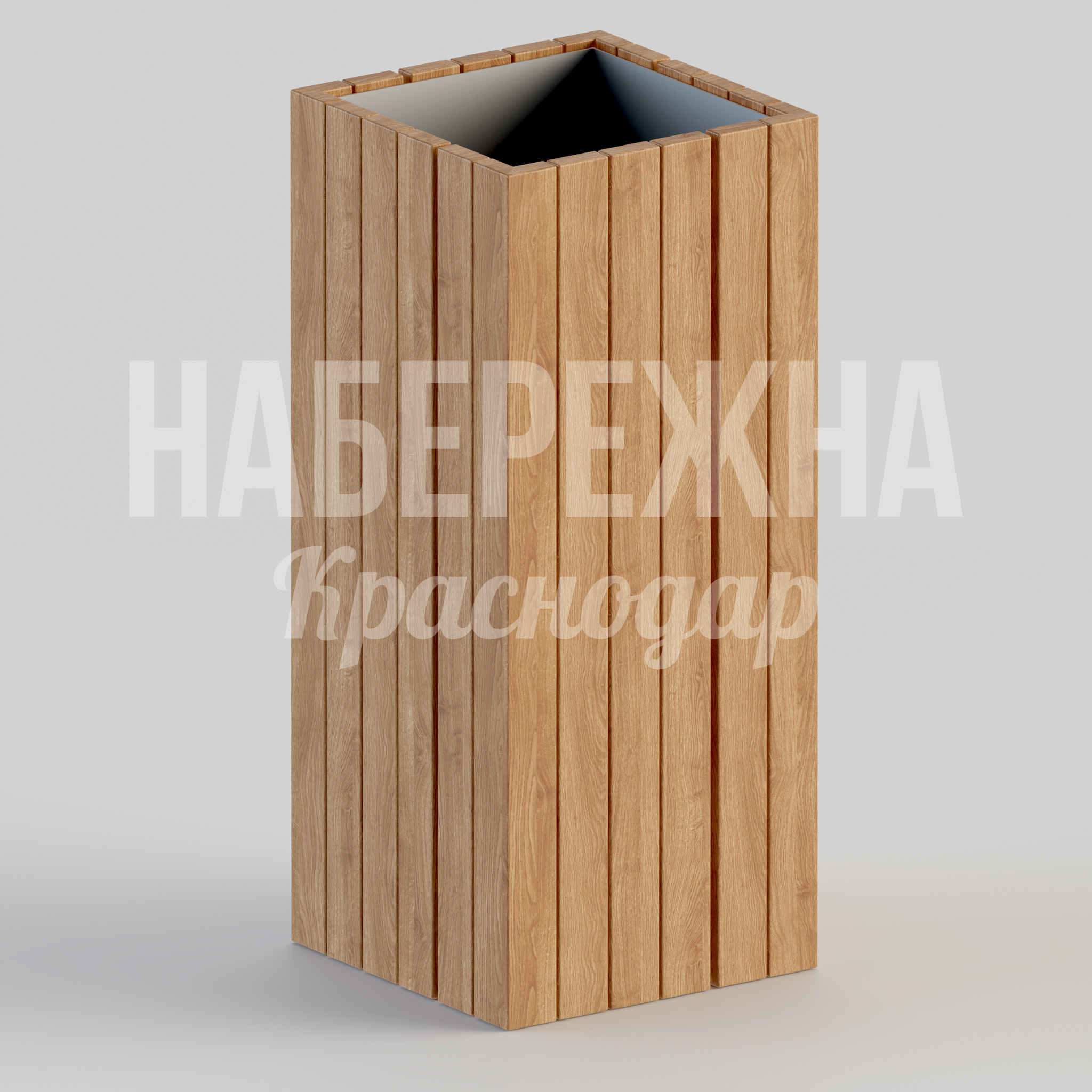 Урна Fepöetnu 315x315x740 мм. MAF-22.193 Урна с деревянной облицовкой и оцинкованным вкладышем объёмом 60 литров для раздельного сбора отходов.