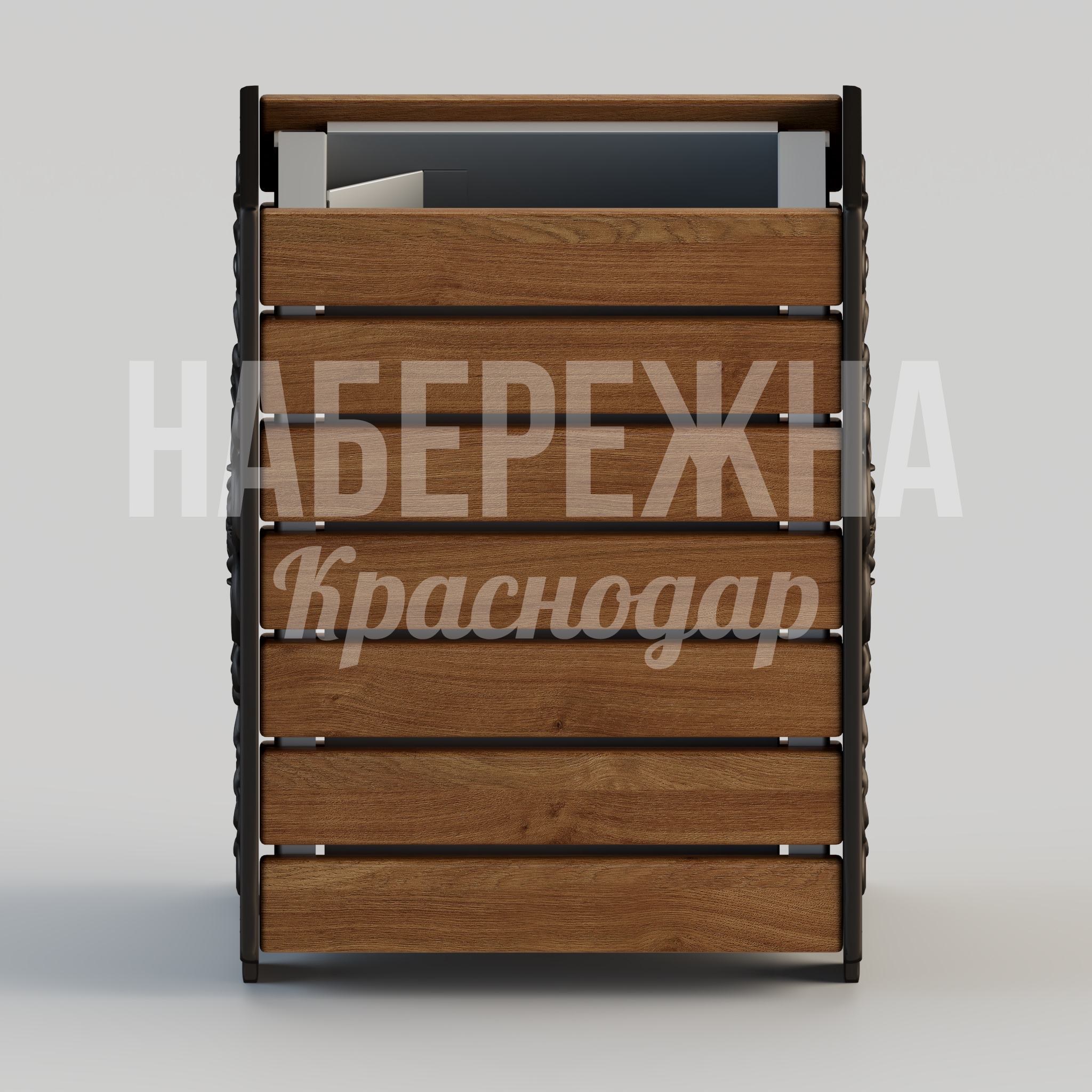 Урна Gobgib — купить, MAF-22.214 | Набережна Урна Gobgib - заказать, Урны, Металл, Дерево