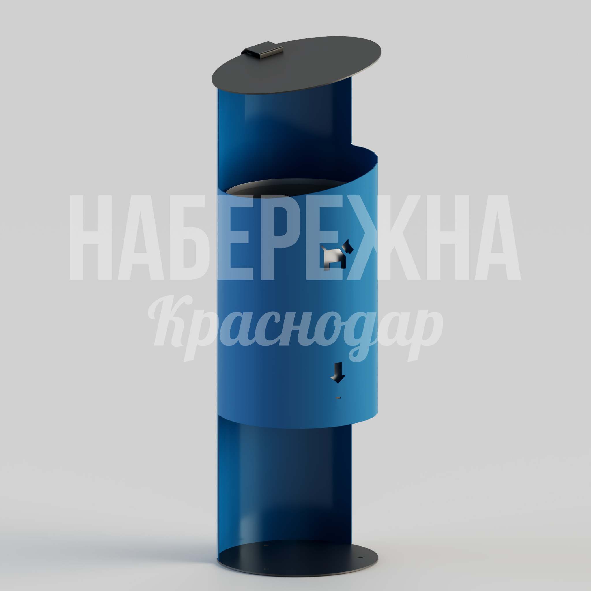 Урна для собачьих экскрементов Fuö 345x345x1043 мм. MAF-22.218 Урна для собачьих отходов с раздельными контейнерами и крышкой, защита от запаха и осадков в парках.
