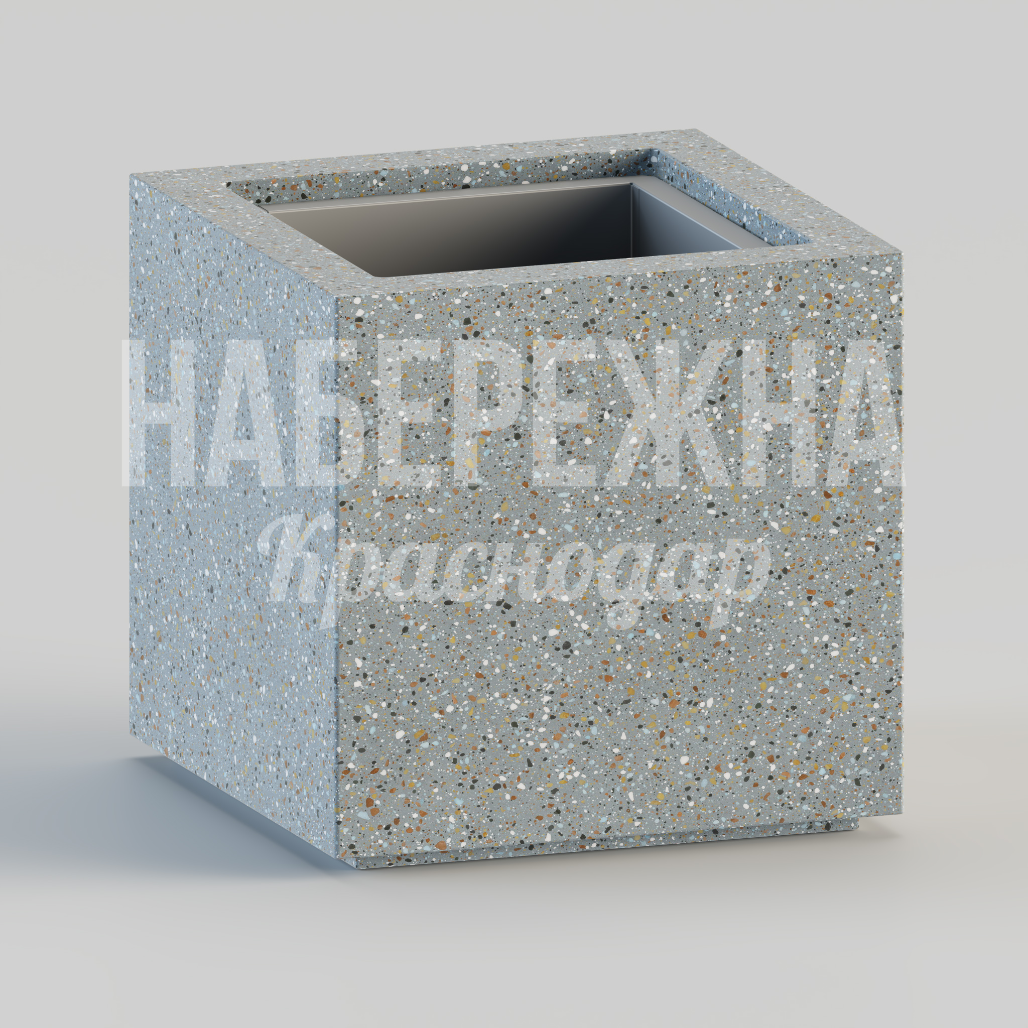 Урна Oiko 600x600x600 мм. MAF-22.219 Урна квадратной формы с центральным отверстием, облицовка декоративным мытым бетоном, объём 180 литров.