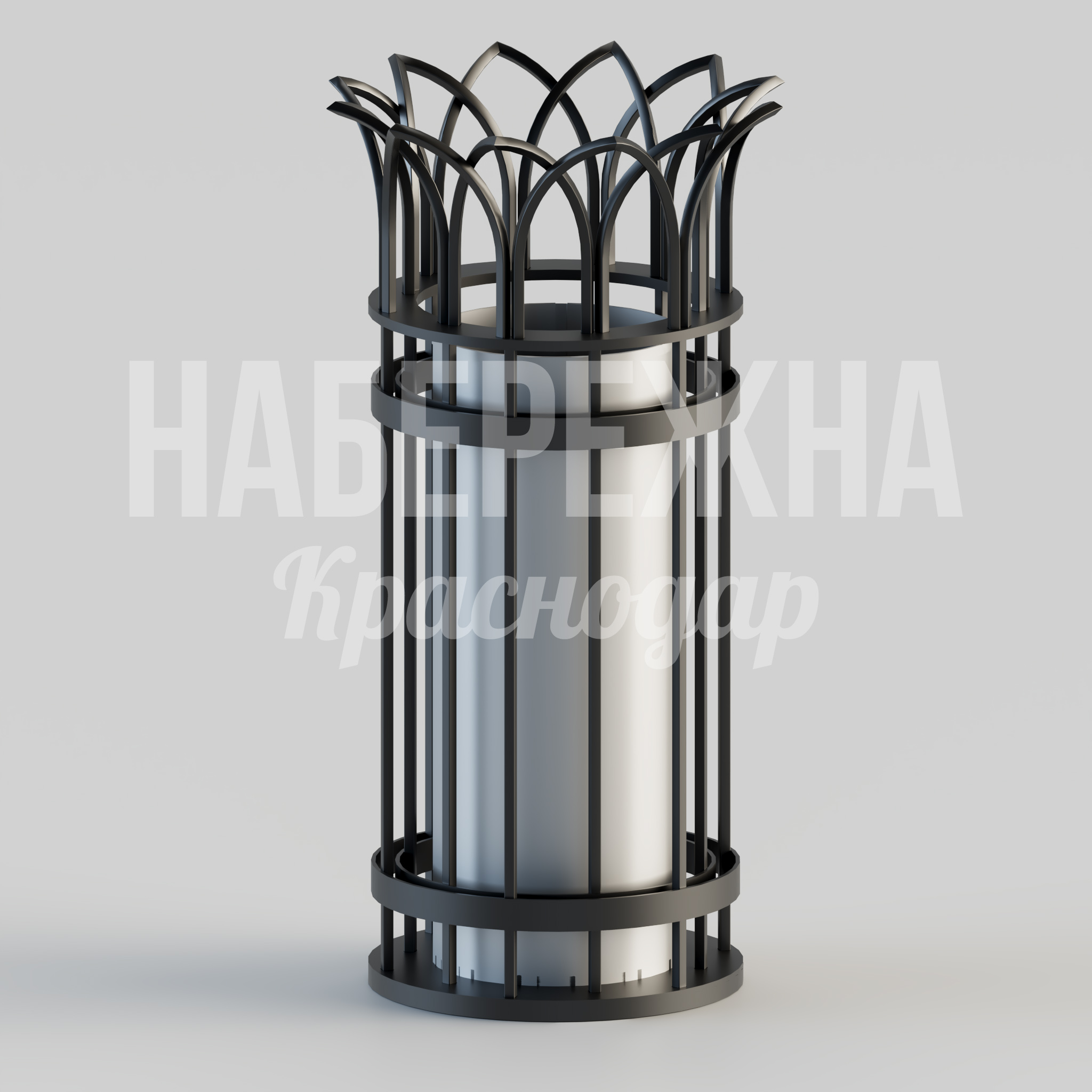 Урна Legcisö 425x425x850 мм. MAF-22.220 Урна с декоративным обрамлением в виде лотоса. Раздельный сбор отходов. Стойкое порошковое покрытие для парков.