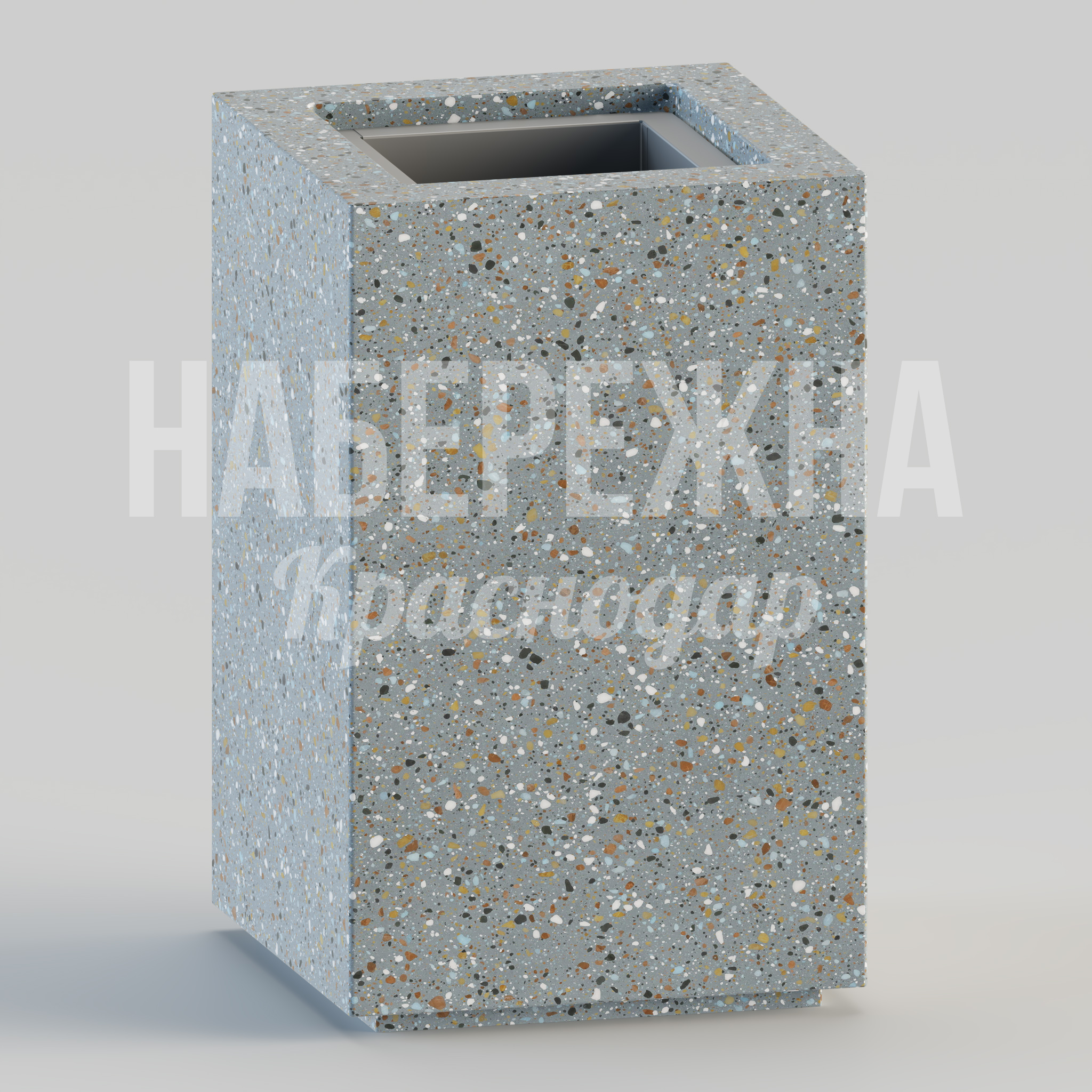 Урна Keyro 500x500x800 мм. MAF-22.221 Урна из армированного бетона с декоративным наполнителем и стальным вкладышем для раздельного сбора мусора.