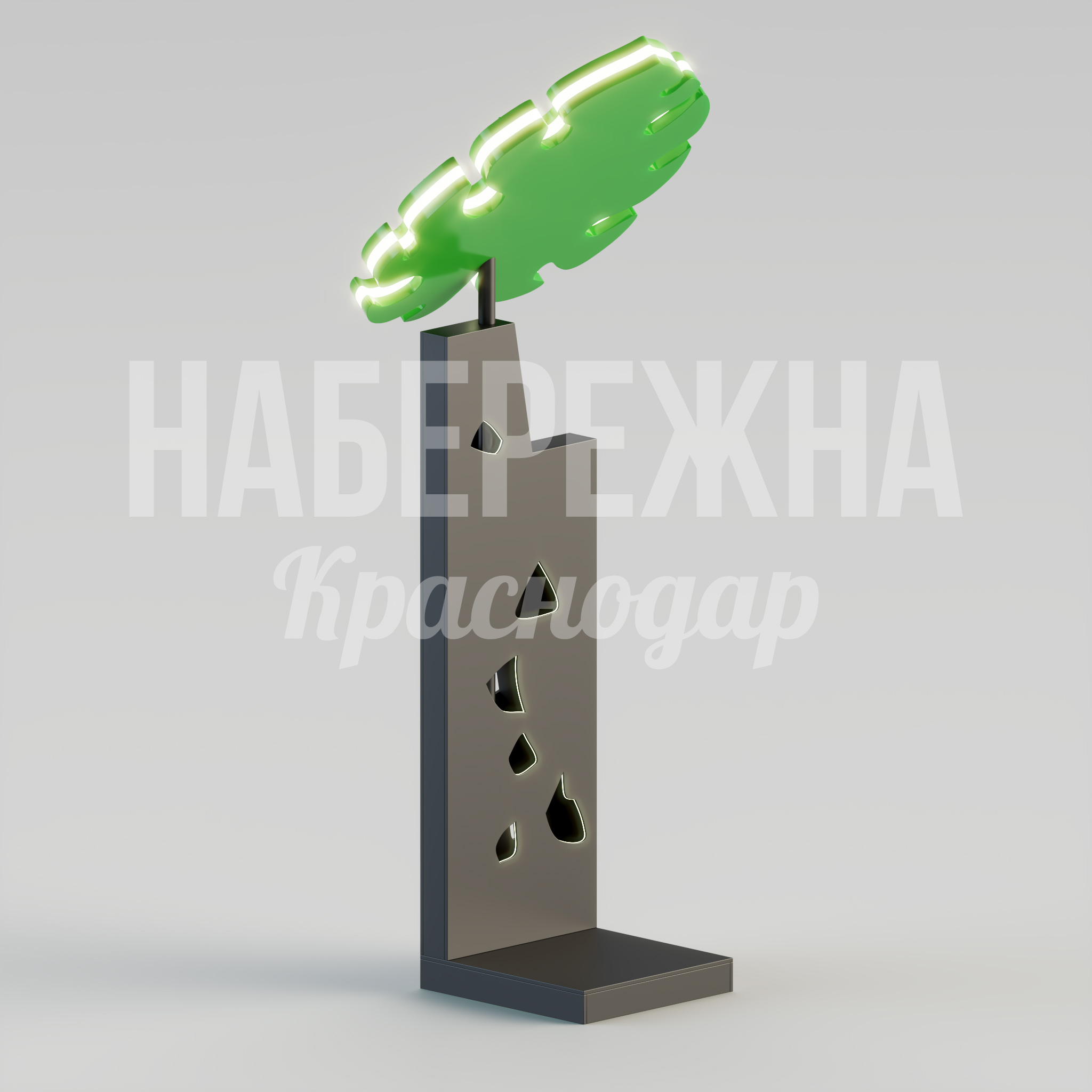 Фонарь Nuclek Monstera Plant 750x850x2300 мм. MAF-22.225 Фонарь в форме листа монстеры с LED-подсветкой. Создаёт яркий акцент в парковых зонах и на набережных.
