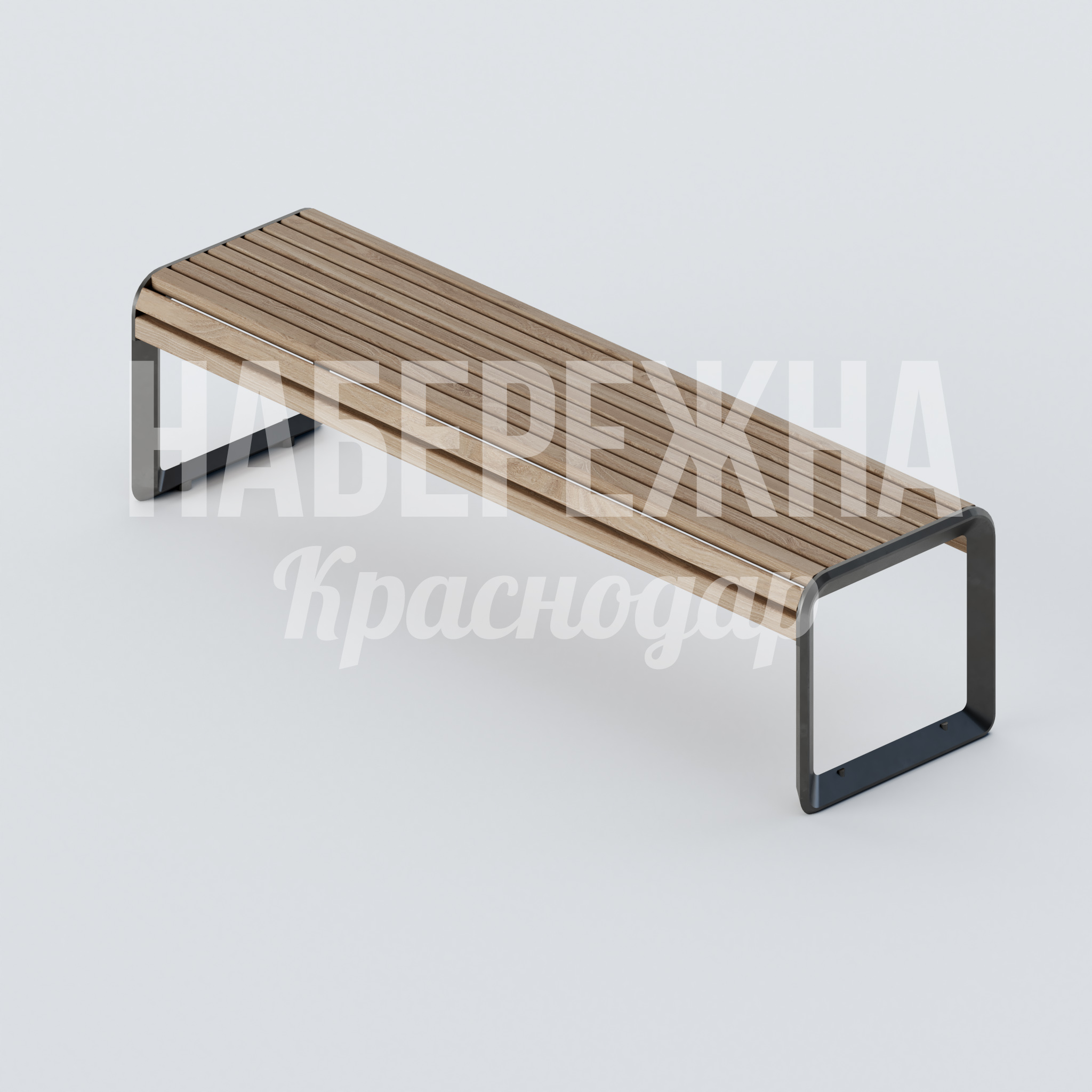 Лавочка Lopfe 500x1800x430 мм. MAF-22.375 Лавочка с деревянным сиденьем на стальном каркасе. Прочная конструкция для парков и зон отдыха. Минималистичный дизайн.