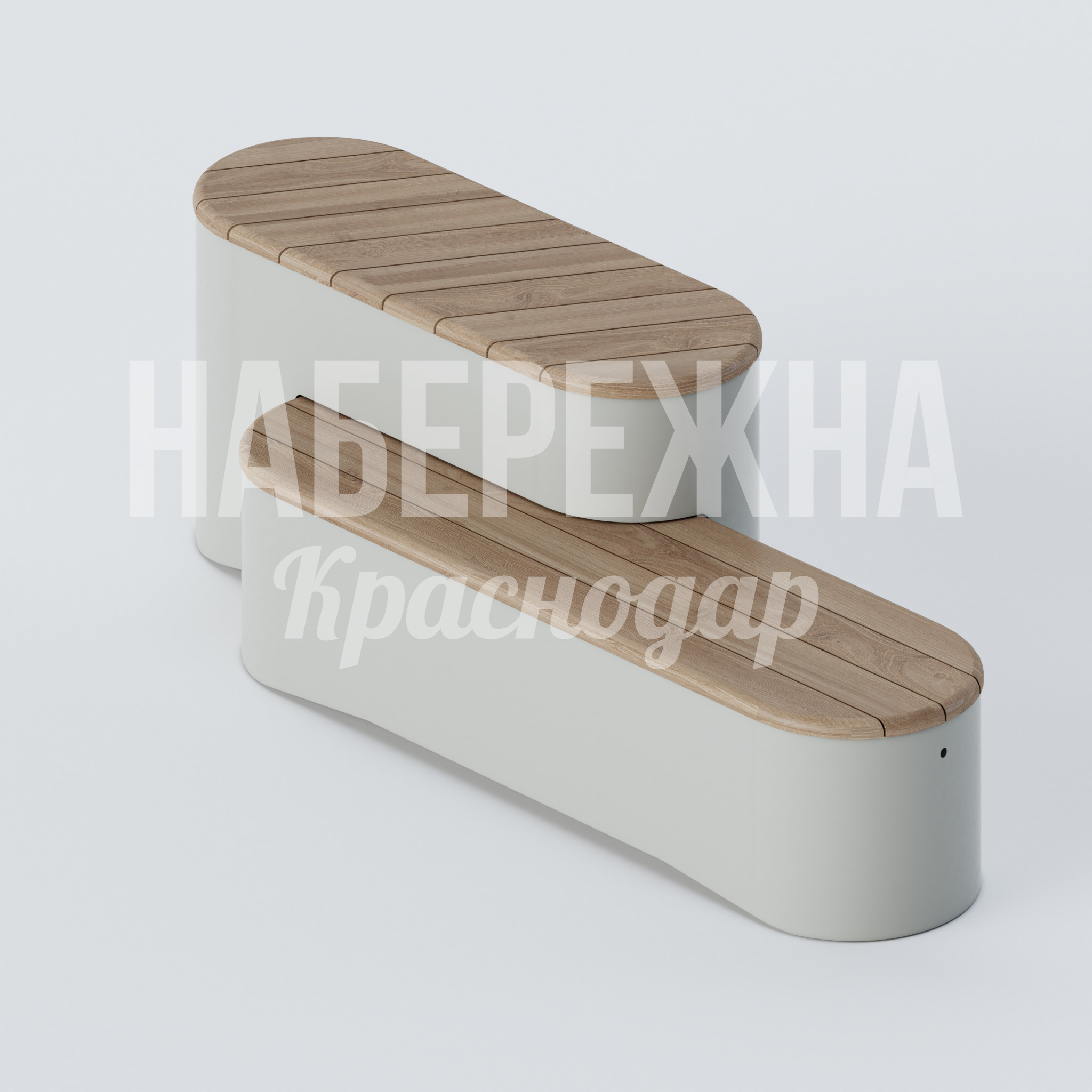 Скамейка Cetudbo 775x2230x690 мм. MAF-22.381 Скамейка с деревянным сиденьем и бетонным основанием. Двухуровневая конструкция для парков и площадей.