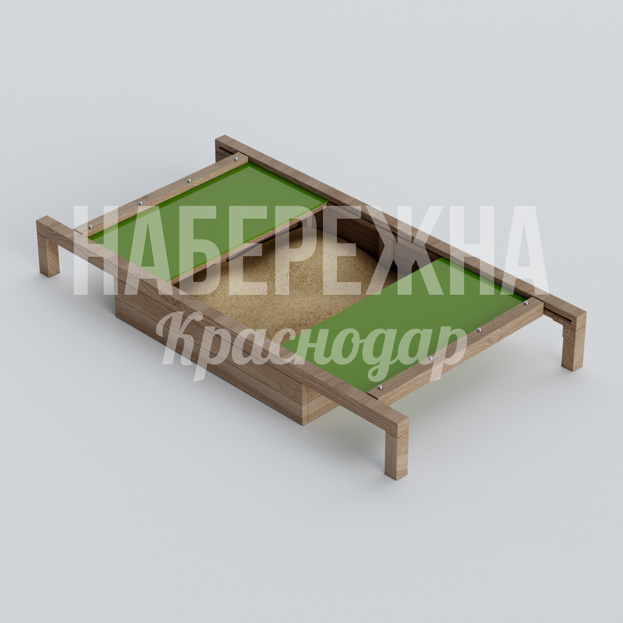 Песочница Sande 1560x3000x585 мм. MAF-22.408 Песочница с деревянным каркасом и цветными бортиками. Вместительная игровая зона для детских площадок и парков.