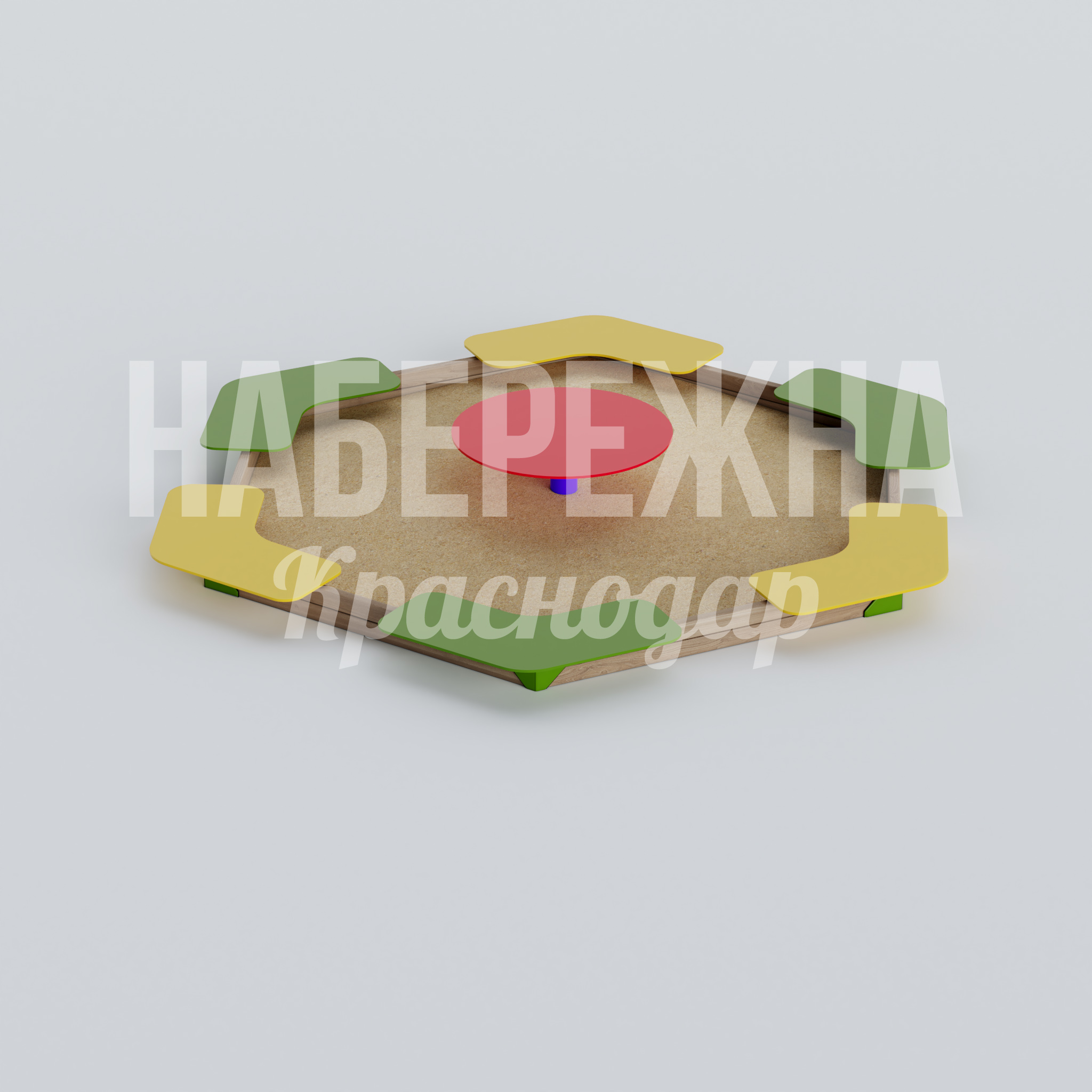 Песочница Töfnugi 2610x3040x315 мм. MAF-22.410 Песочница с четырьмя съемными столешницами для игр и творчества. Защищает песок от загрязнений и осадков.