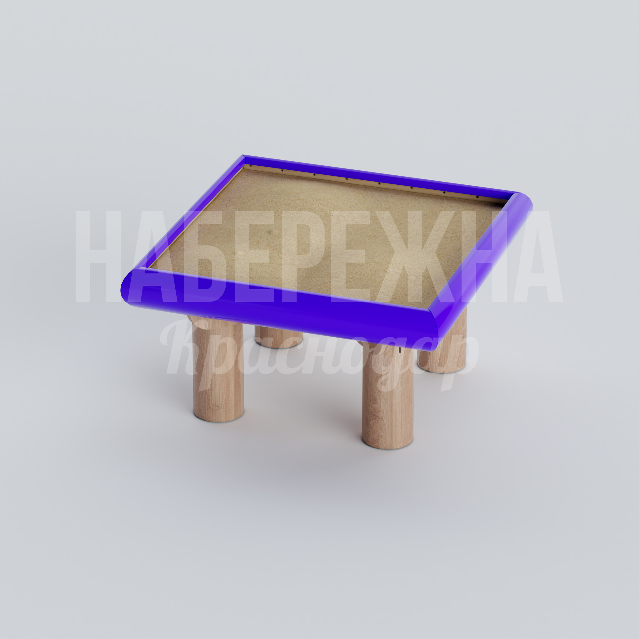 Песочница на ножках Nåsogjoy 1165x1150x620 мм. MAF-22.415 Песочница на опорах с глубоким коробом и защитным бортом. Устойчивая конструкция для детских площадок и парков.