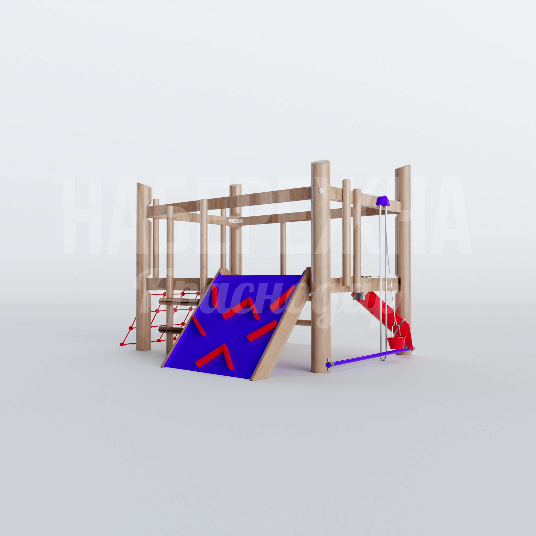 Модуль в песочницу Vovku 2550x3520x2330 мм. MAF-22.426 Модуль для песочницы с лестницей, горкой и качелями. Развивает координацию и моторику. Защита от УФ-лучей.