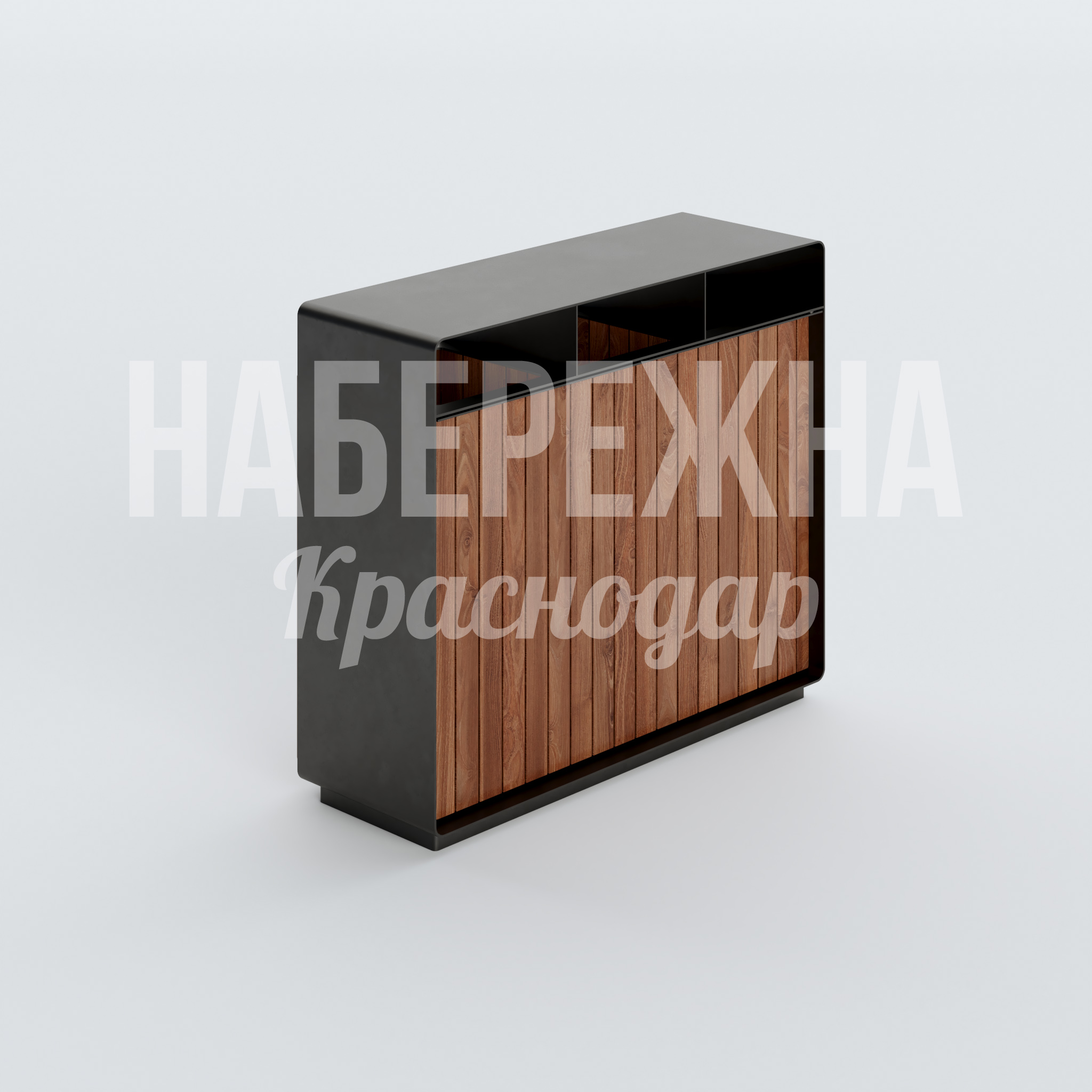 Урна Buinju 400x1200x1000 мм. MAF-22.431 Урна с комбинированным корпусом и деревянной облицовкой. Раздельный сбор отходов. Защита от коррозии и влаги.