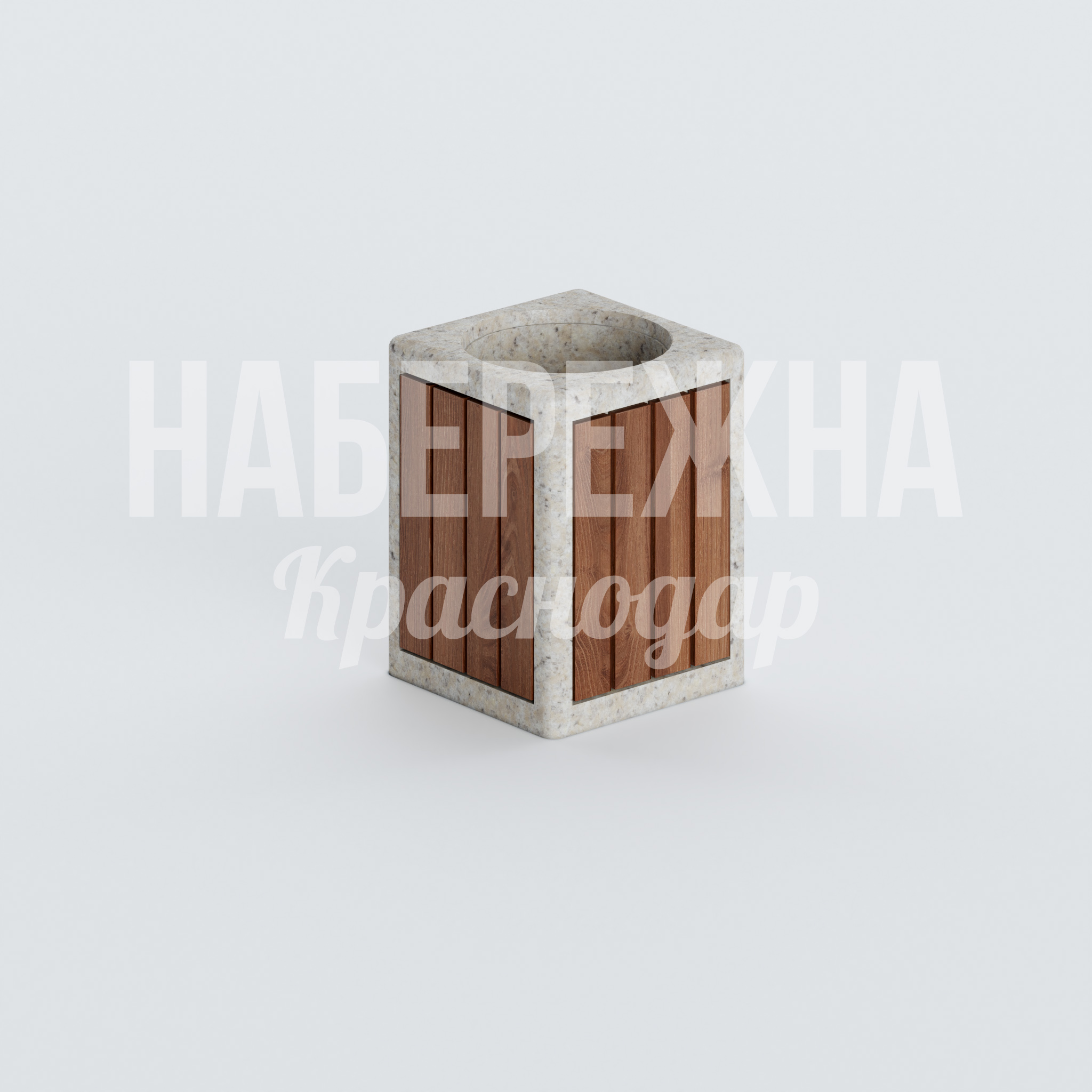 Урна Pabveso 400x520x900 мм. MAF-22.436 Урна квадратной формы с отделкой из натурального дерева. Объём 50 литров. Устойчива к влаге и перепадам температур.