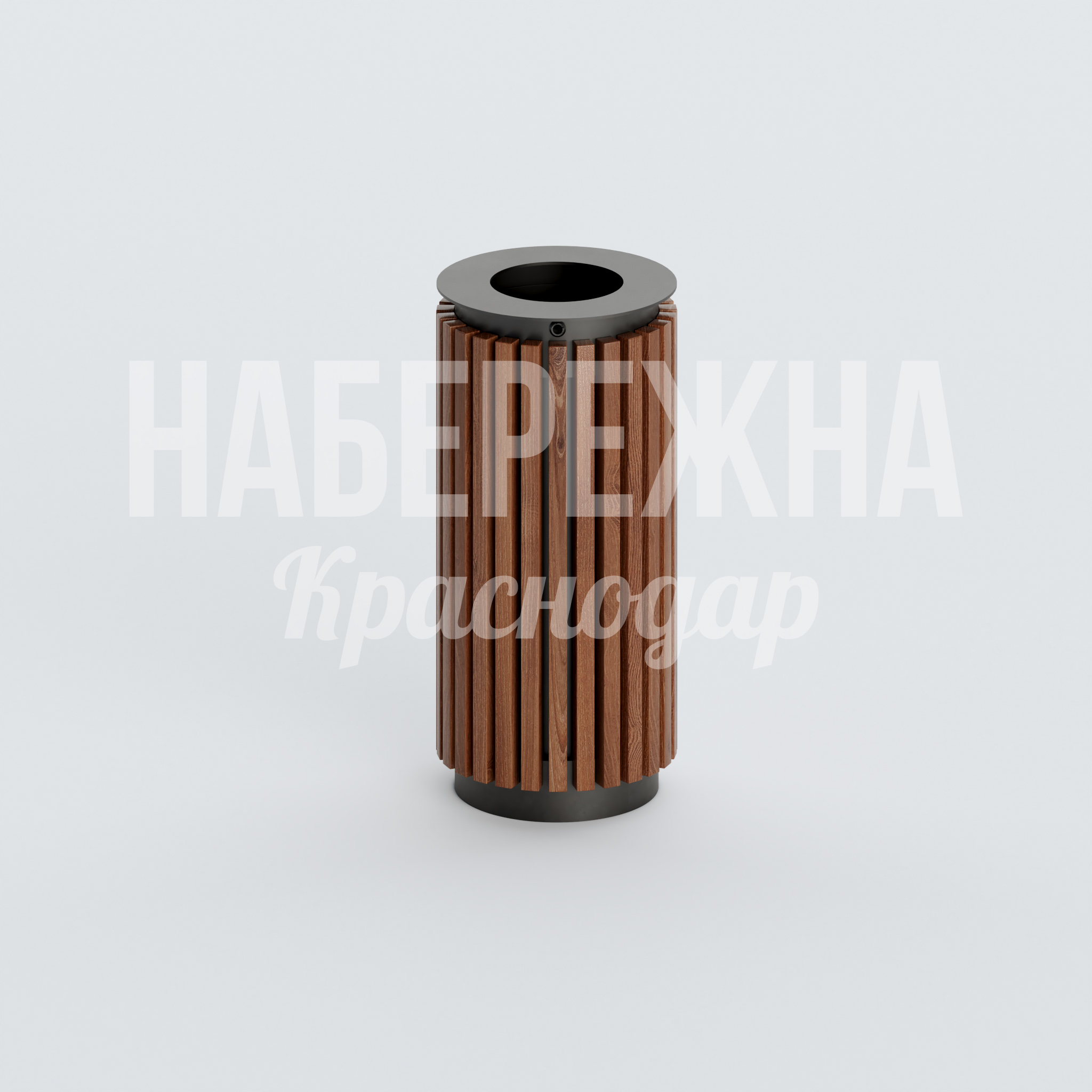 Урна Ötjedimno 400x400x830 мм. MAF-22.443 Урна с деревянной облицовкой из реек и металлическим каркасом. Объём 50 литров. Защита от коррозии и влаги.