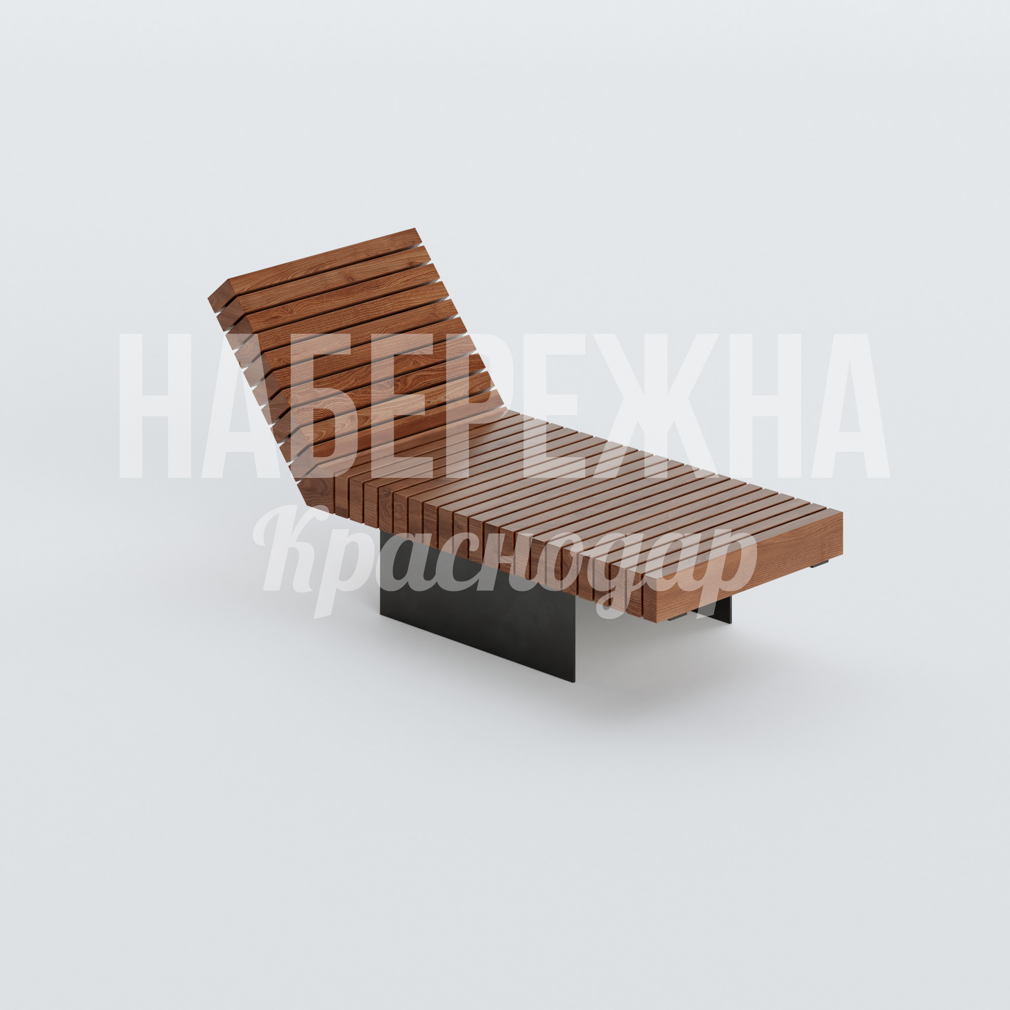 Шезлонг Haulho 2100x900x1000 мм. MAF-22.462 Шезлонг с регулируемой спинкой и ламелями из термообработанной древесины для парков и зон отдыха.