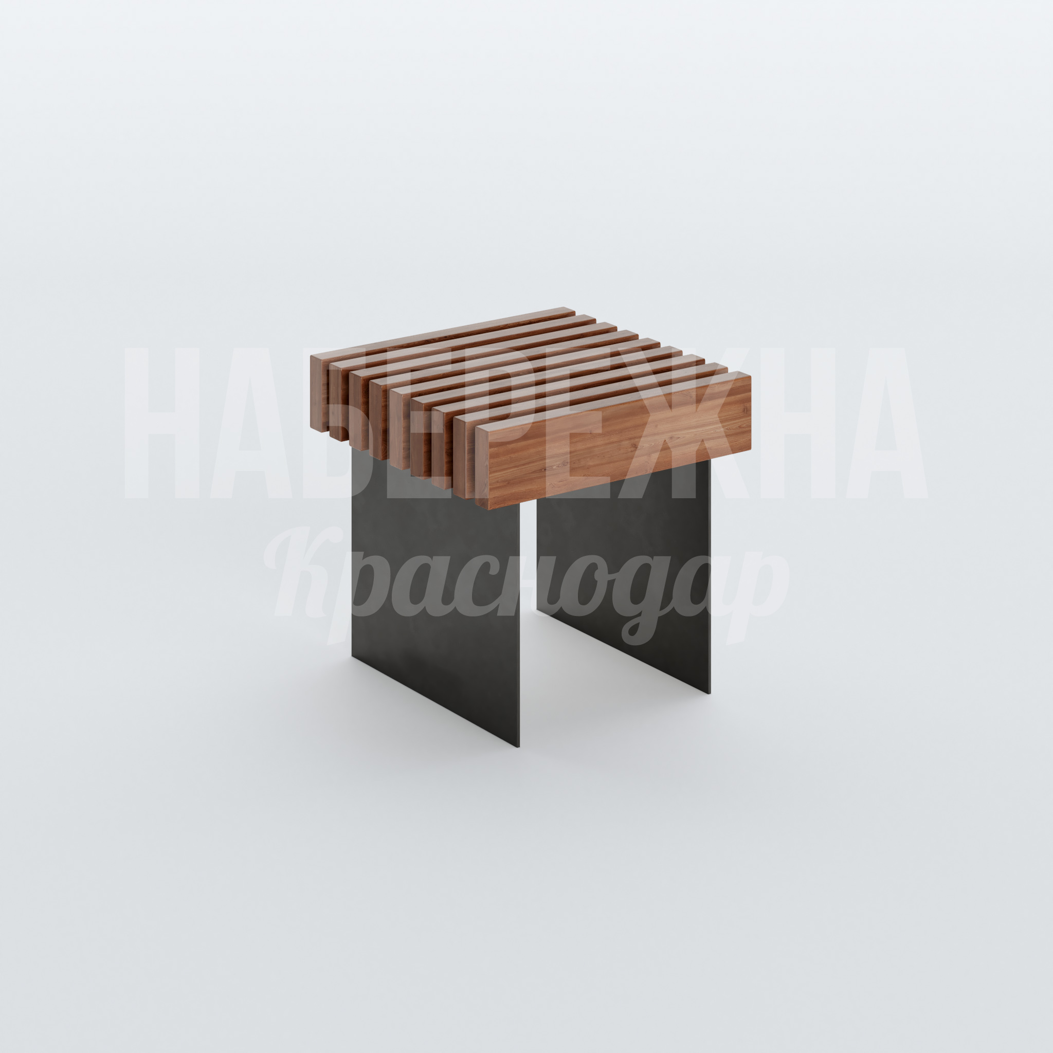 Сиденье Diuhfus 700x700x500 мм. MAF-22.485 Сиденье с ламелями из дерева на металлокаркасе. Компактная конструкция для зон отдыха и набережных.