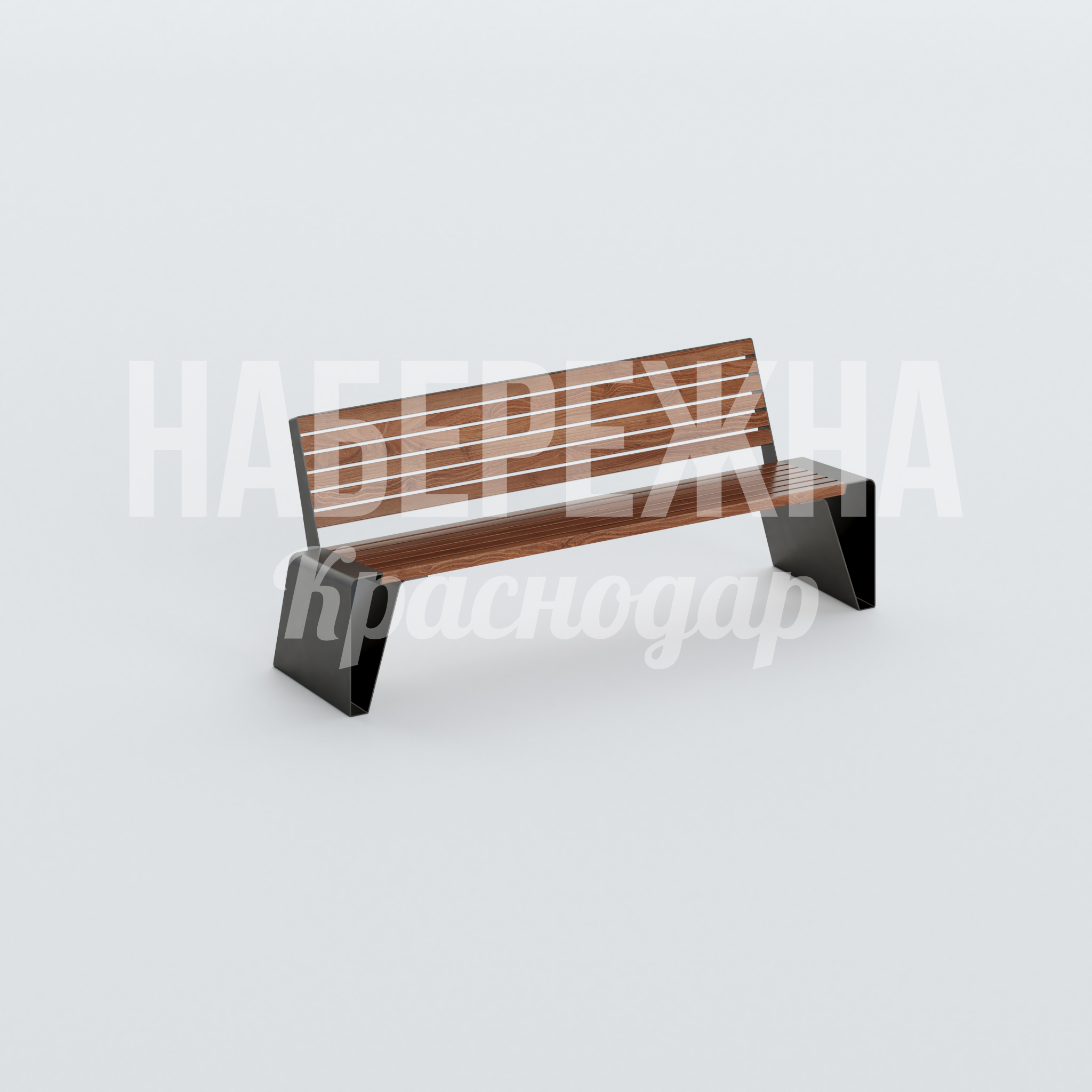 Скамейка Leyillö 640x2000x780 мм. MAF-22.492 Скамейка с металлическим каркасом и деревянными планками, стойкая к нагрузкам и атмосферным воздействиям.