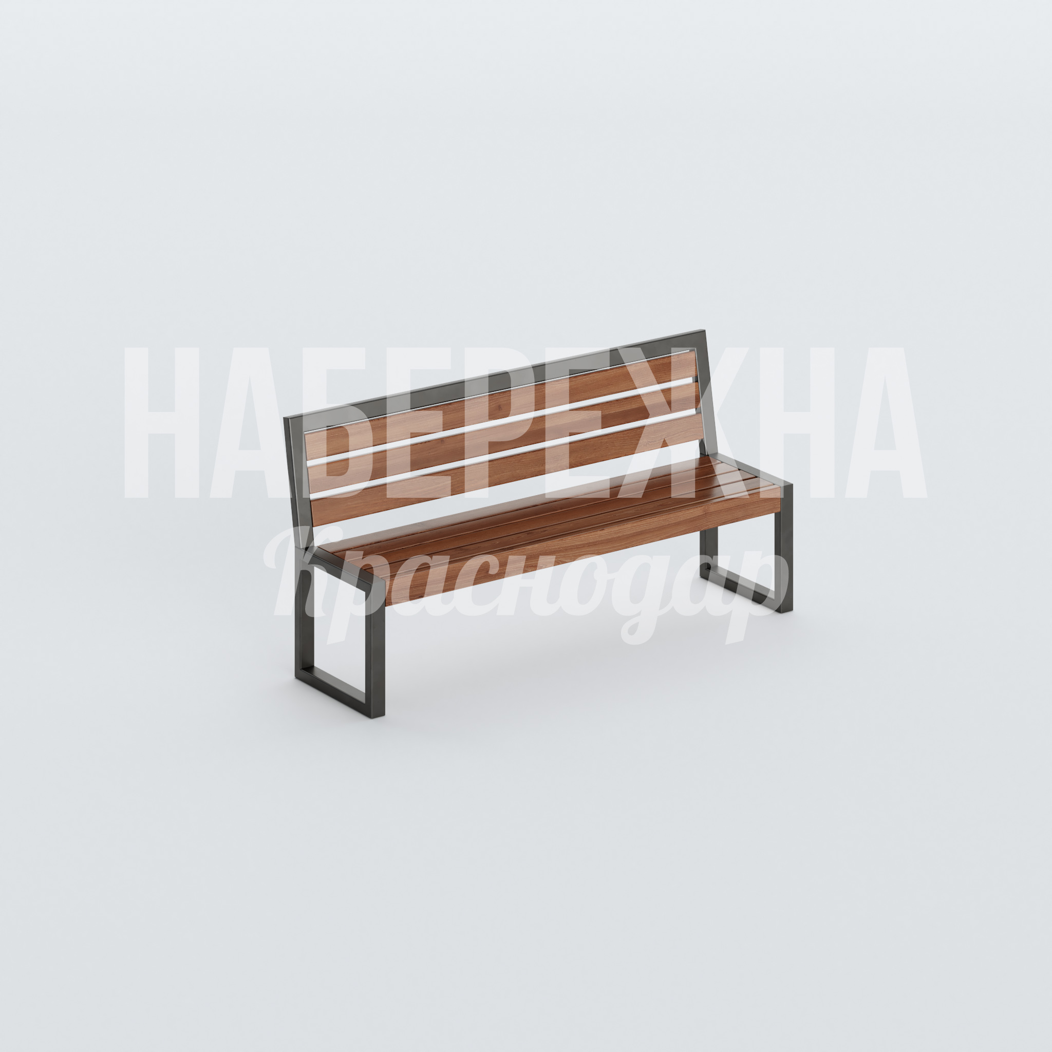 Скамейка Irbogmi 550x1800x875 мм. MAF-22.529 Скамейка со спинкой из планок, каркас с порошковым покрытием, защита от коррозии и атмосферных воздействий.