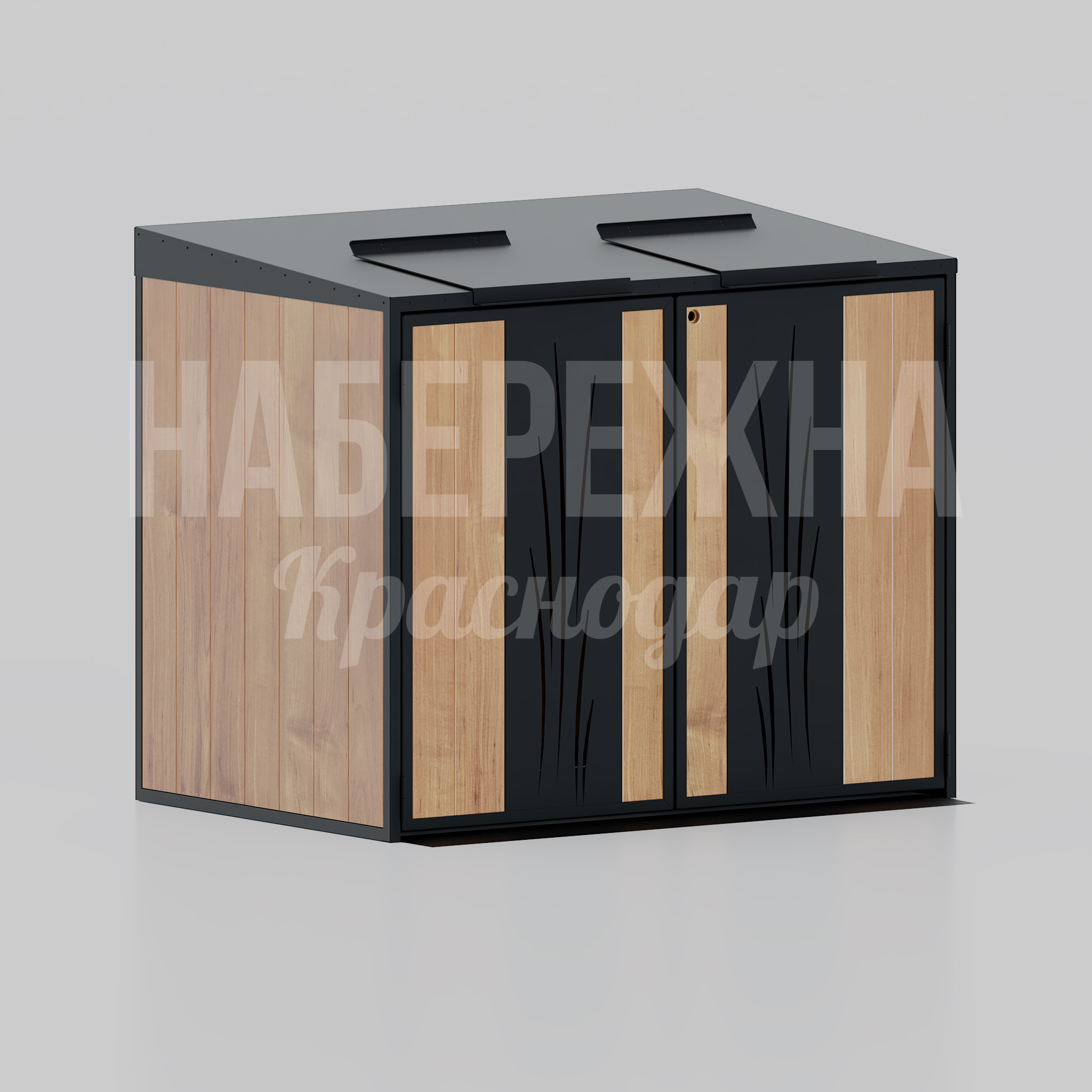 Контейнерная площадка Hutlil 1250x1600x1330 мм. MAF-22.562 Контейнерная площадка с двумя отсеками для раздельного сбора отходов. Защищает от осадков и животных.