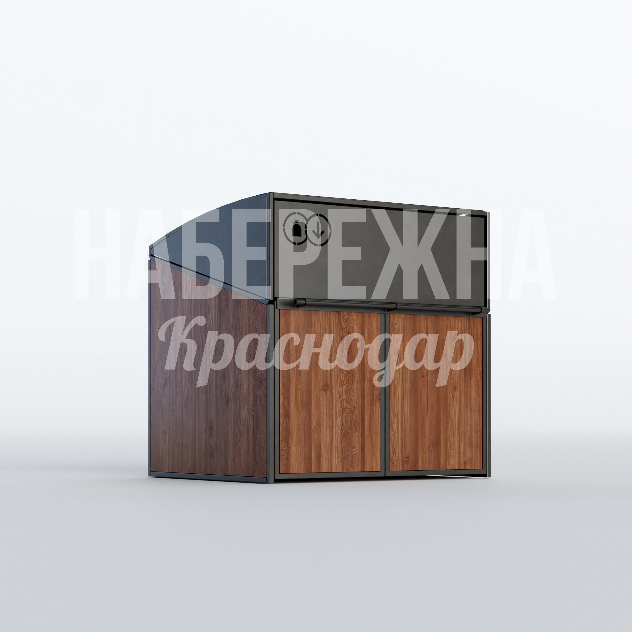 Контейнерная площадка Pitrejo 1400x1500x1500 мм. MAF-22.580 Контейнерная площадка с деревянной облицовкой и металлическим каркасом. Защищает от осадков, скрывает отходы.