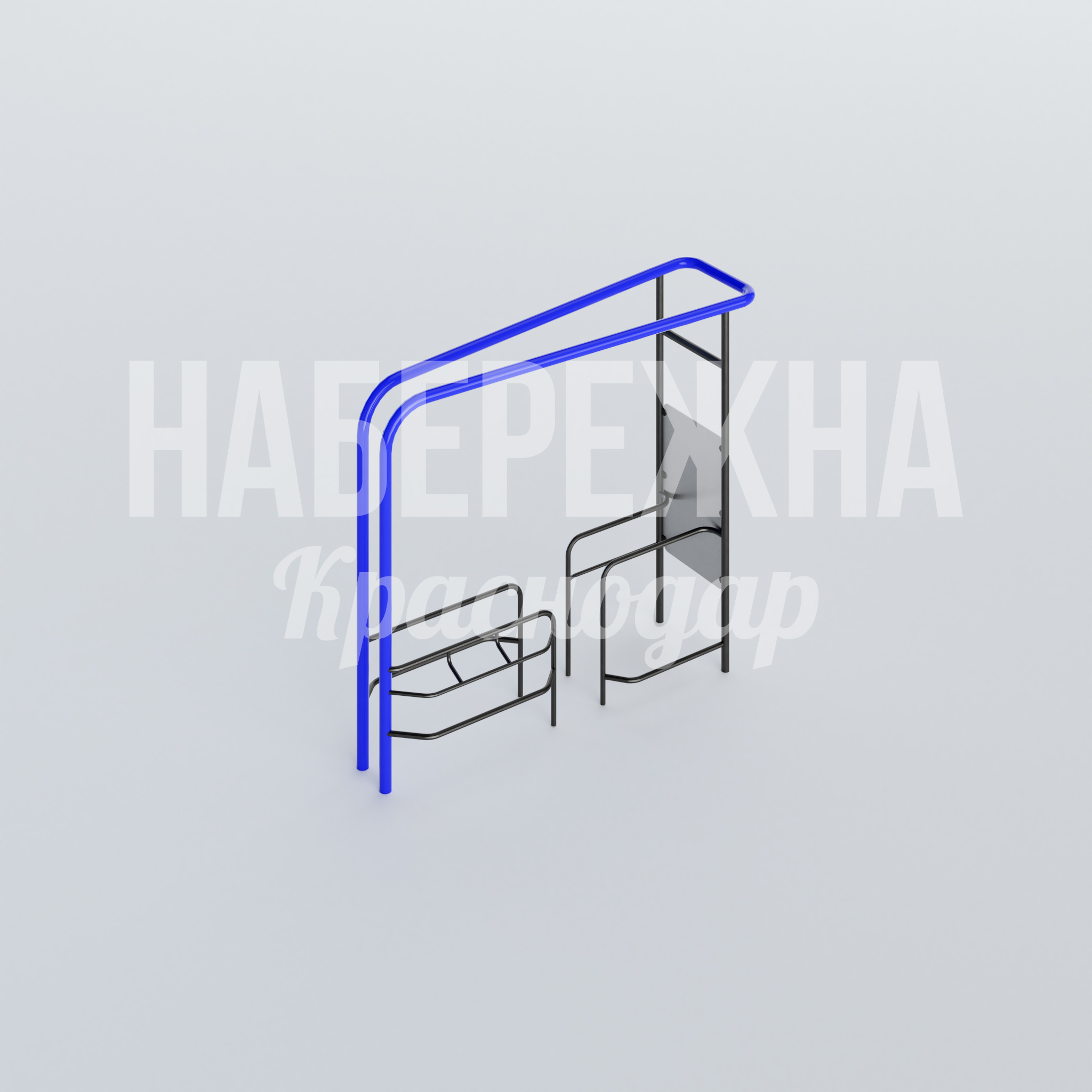 Спортивный комплекс Bukhif 1130x3970x3440 мм. MAF-22.611 Воркаут-комплекс с турником, брусьями и рукоходом для многофункциональных тренировок на открытых площадках.
