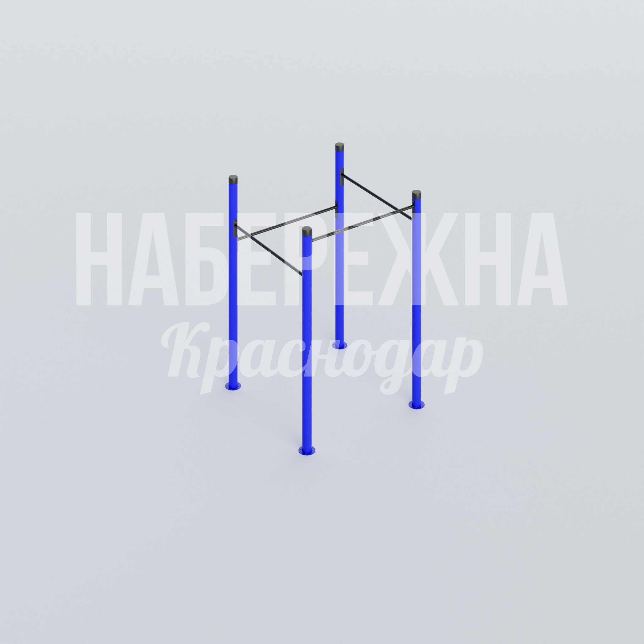 Комплекс турников Pihe 1770x1770x2460 мм. MAF-22.622 Воркаут-комплекс с несколькими перекладинами для функциональных тренировок на открытых площадках. Антивандальное покрытие.