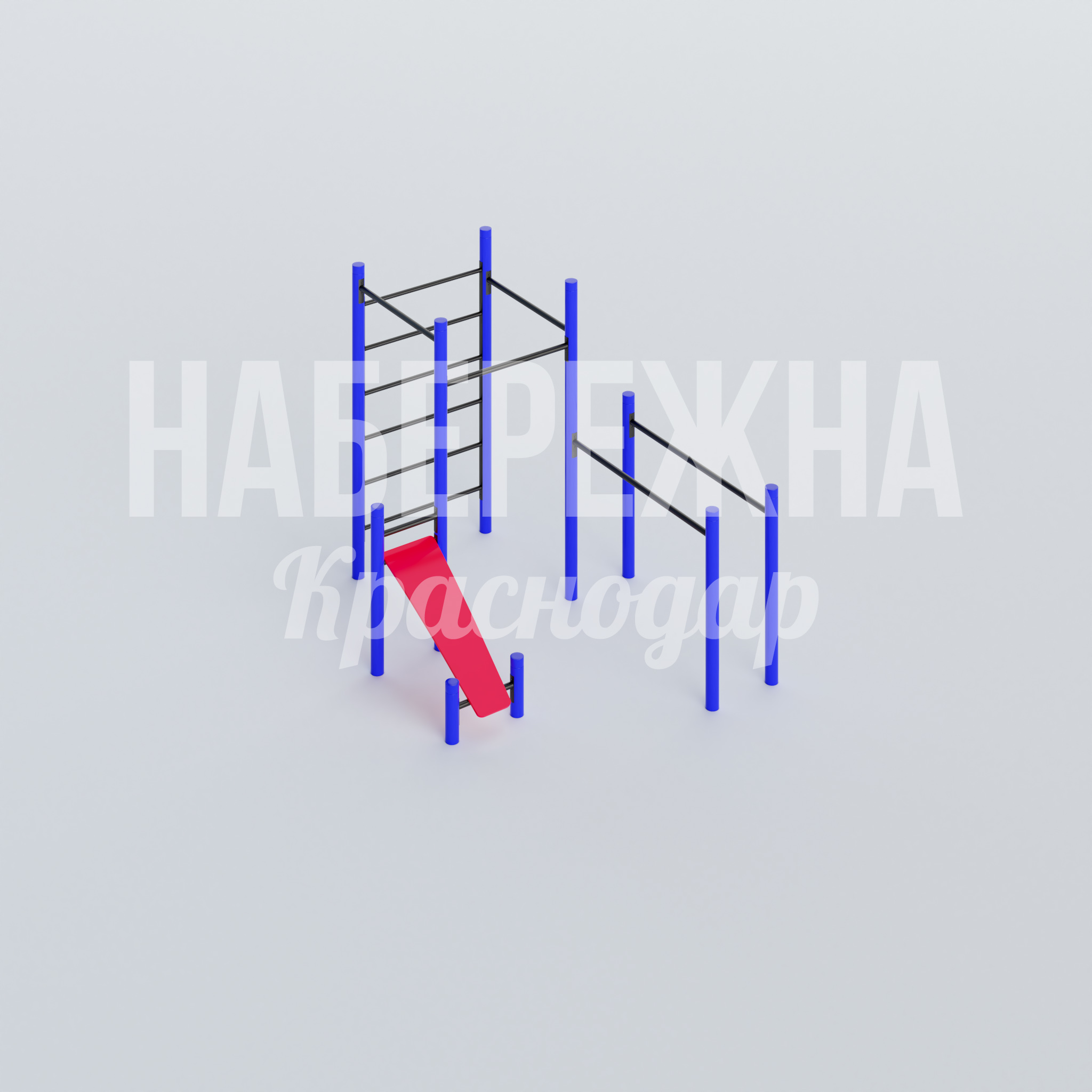 Спортивный комплекс Våg 2600x3300x2660 мм. MAF-22.643 Спортивный комплекс с горкой, лестницей и турниками для тренировок на открытом воздухе. Подходит для дворов и парков.