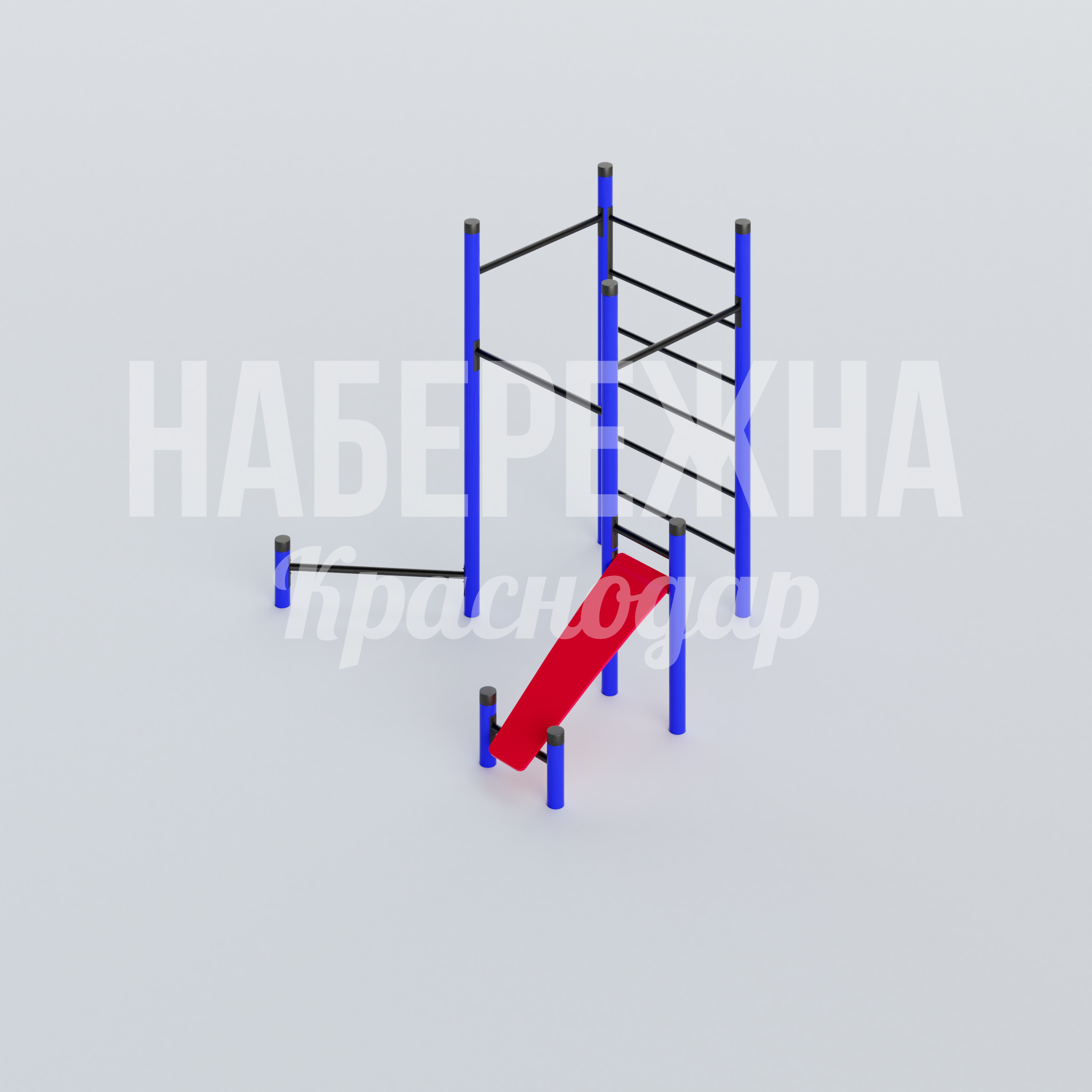 Спортивный комплекс Föovgum 2600x3000x2660 мм. MAF-22.645 Спортивный комплекс с рукоходом, горкой и шведской стенкой для уличных тренировок и детской активности.