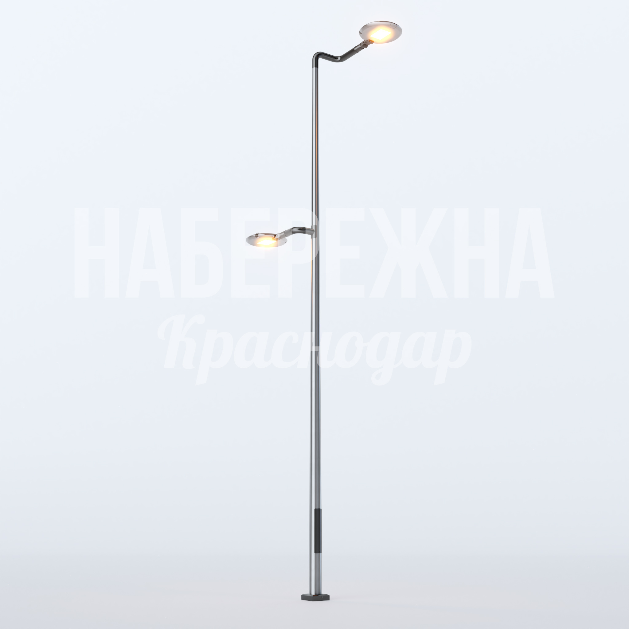 Фонарь Mueh 1950x1100x6300 мм. MAF-22.733 Фонарь с двумя светильниками на опоре, обеспечивает равномерное освещение тротуаров и пешеходных зон.