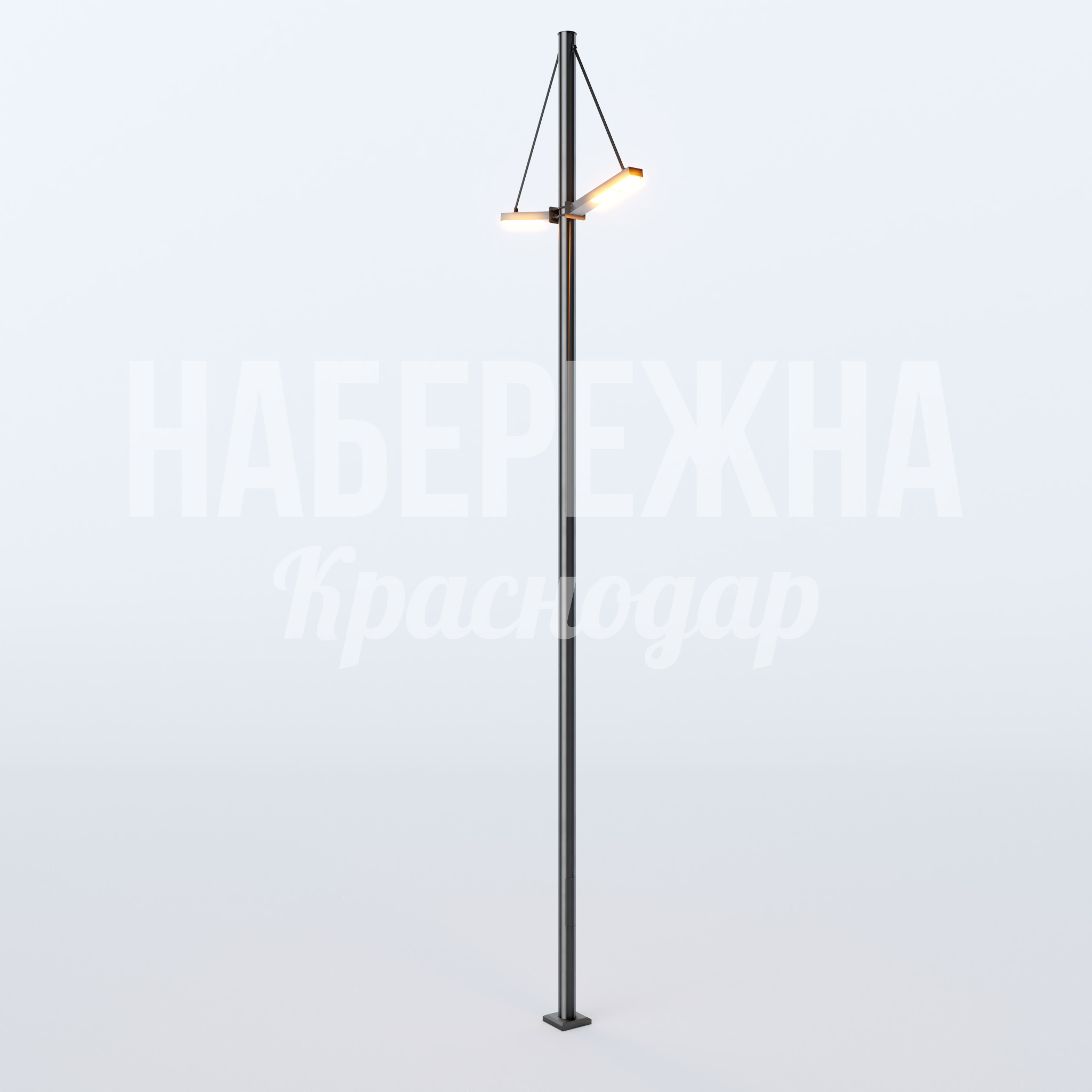 Фонарь Låmjeuhi 1350x230x6000 мм. MAF-22.764 Фонарь с подвесными LED-светильниками на тросах. Обеспечивает направленное освещение пешеходных зон и площадей.