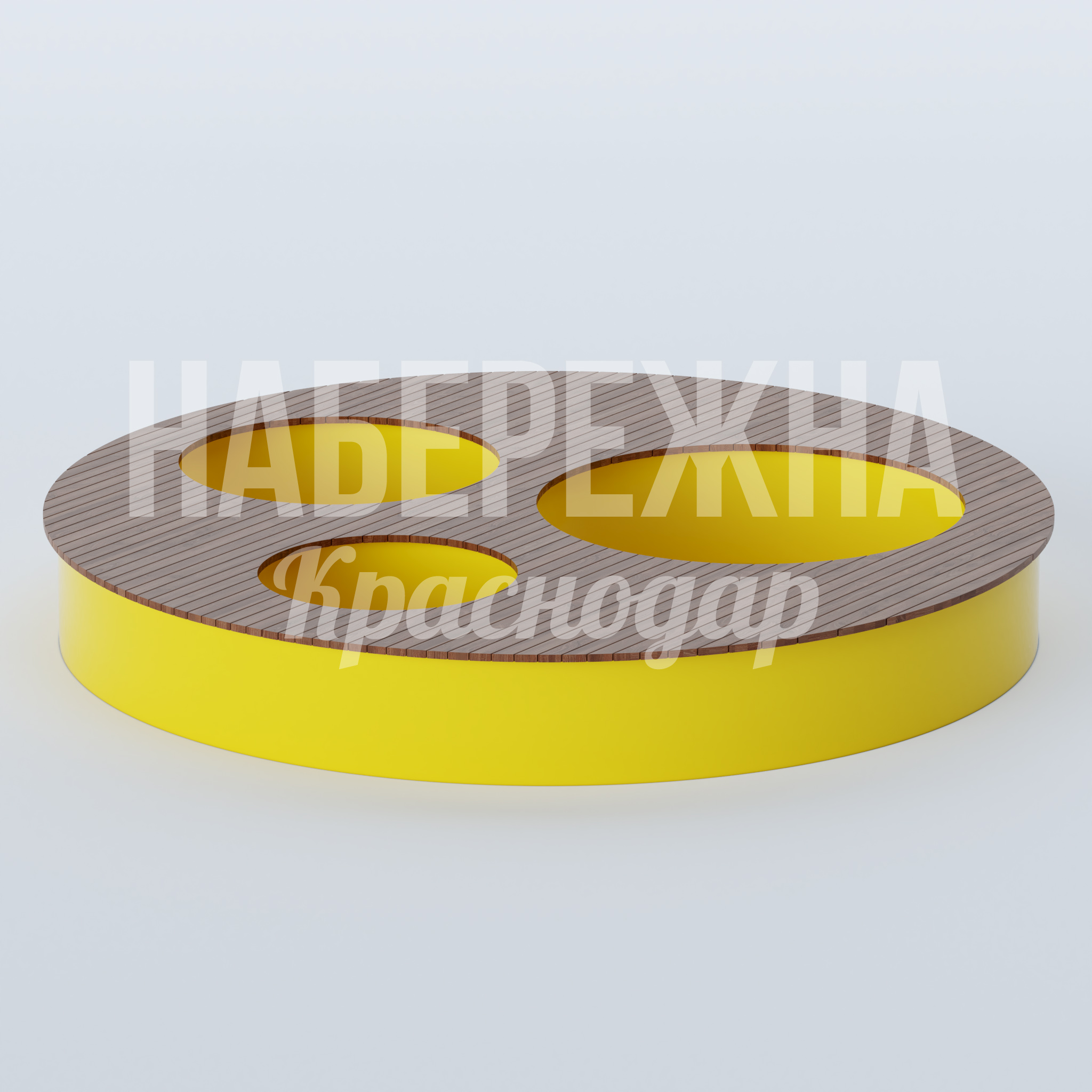 Модуль Picsut 4000x4000x530 мм. MAF-22.879 Модуль для зонирования с круглой платформой и встроенными сидениями. Подходит для парков и общественных пространств.