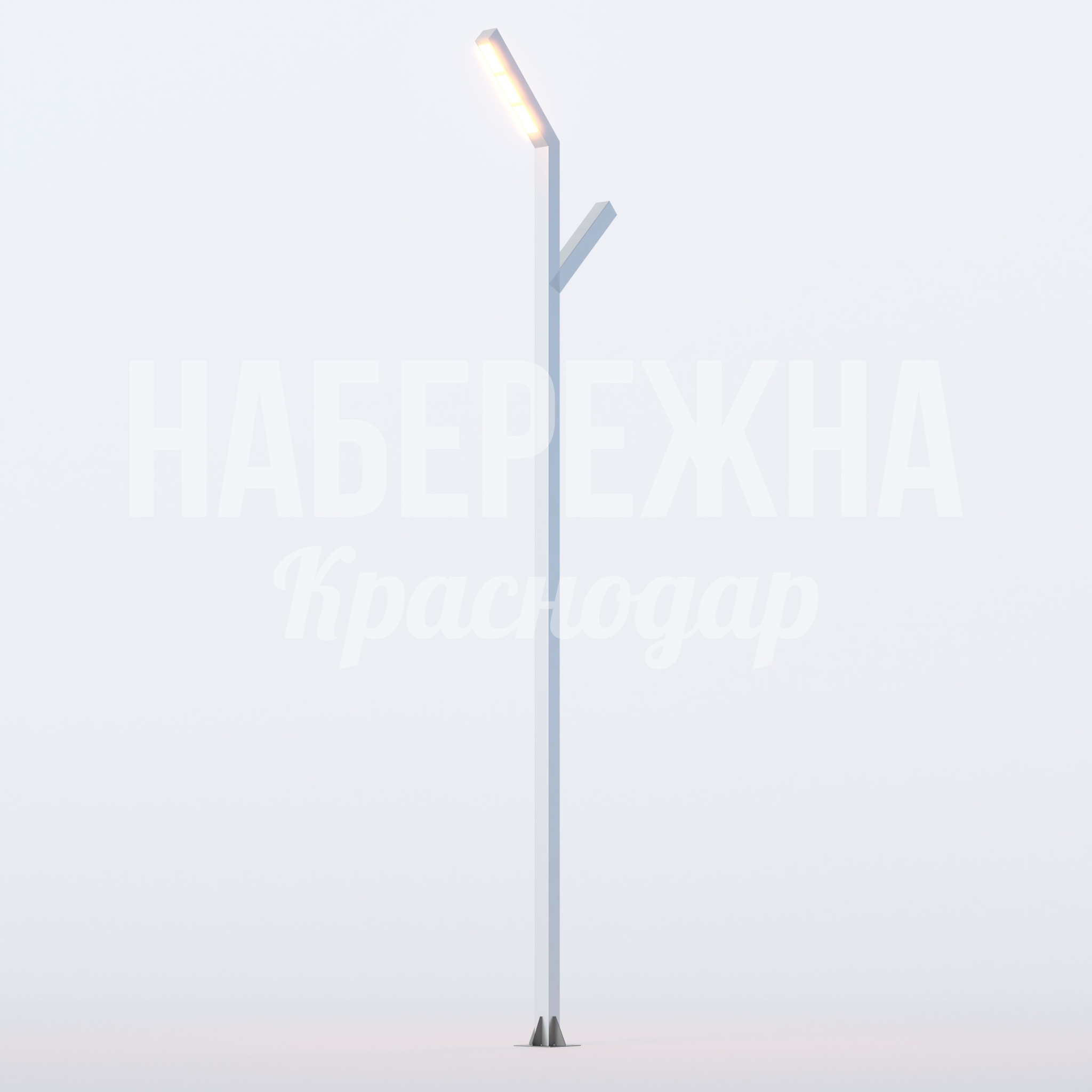 Фонарь Vohak 270x1100x5500 мм. MAF-23.059 Уличный фонарь с LED-подсветкой и двухрожковой конструкцией. Высота 5,5 м для парков и скверов. Порошковое покрытие защищает от коррозии.