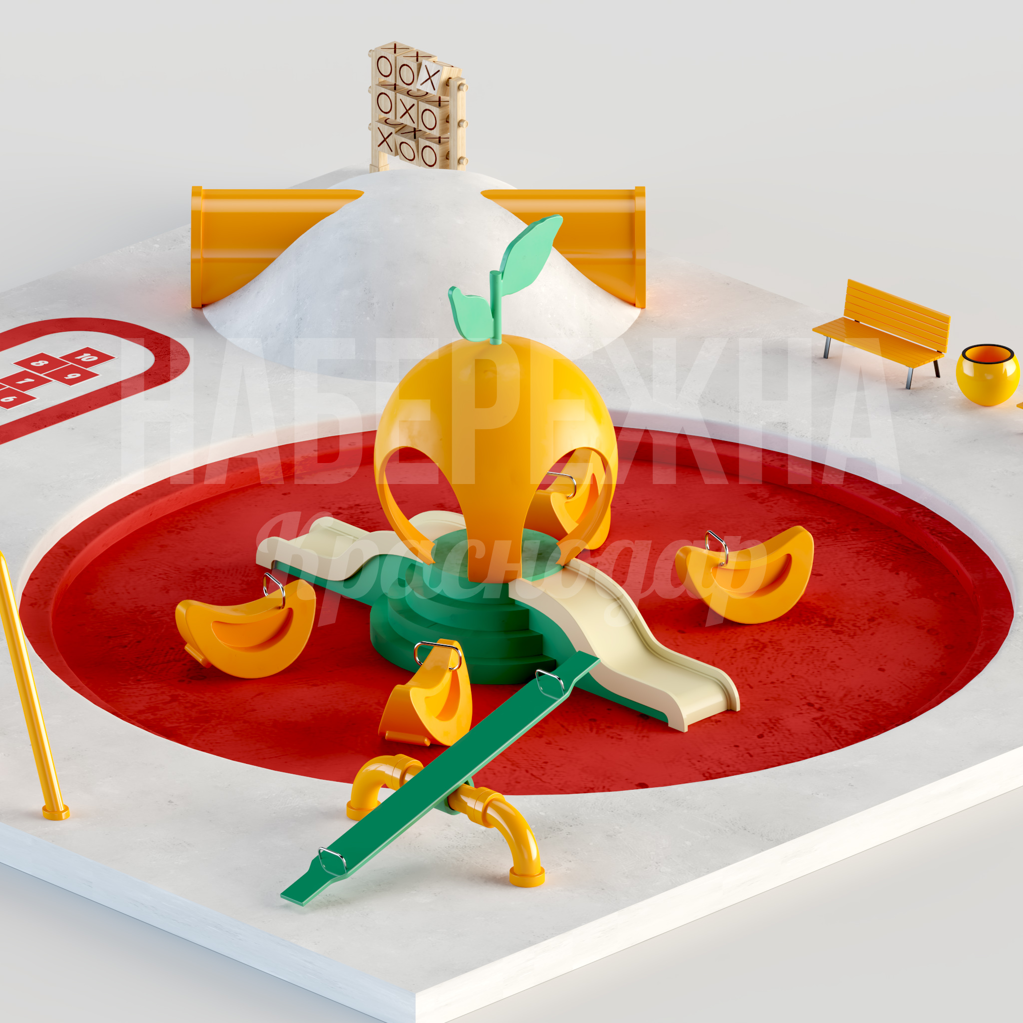 Игровой комплекс Döoljos — купить, MAF-24.004 | Набережна Игровой комплекс Döoljos - купить, 17250x16700x4500 мм, Металл, Дерево, МПК