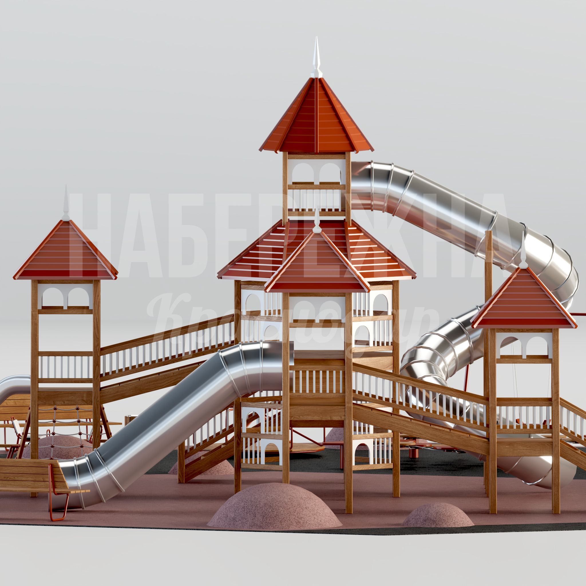 Игровой комплекс Dukpeb — купить, MAF-24.005 | Набережна Игровой комплекс Dukpeb - купить, 21500x21500x6500 мм, Металл, Дерево
