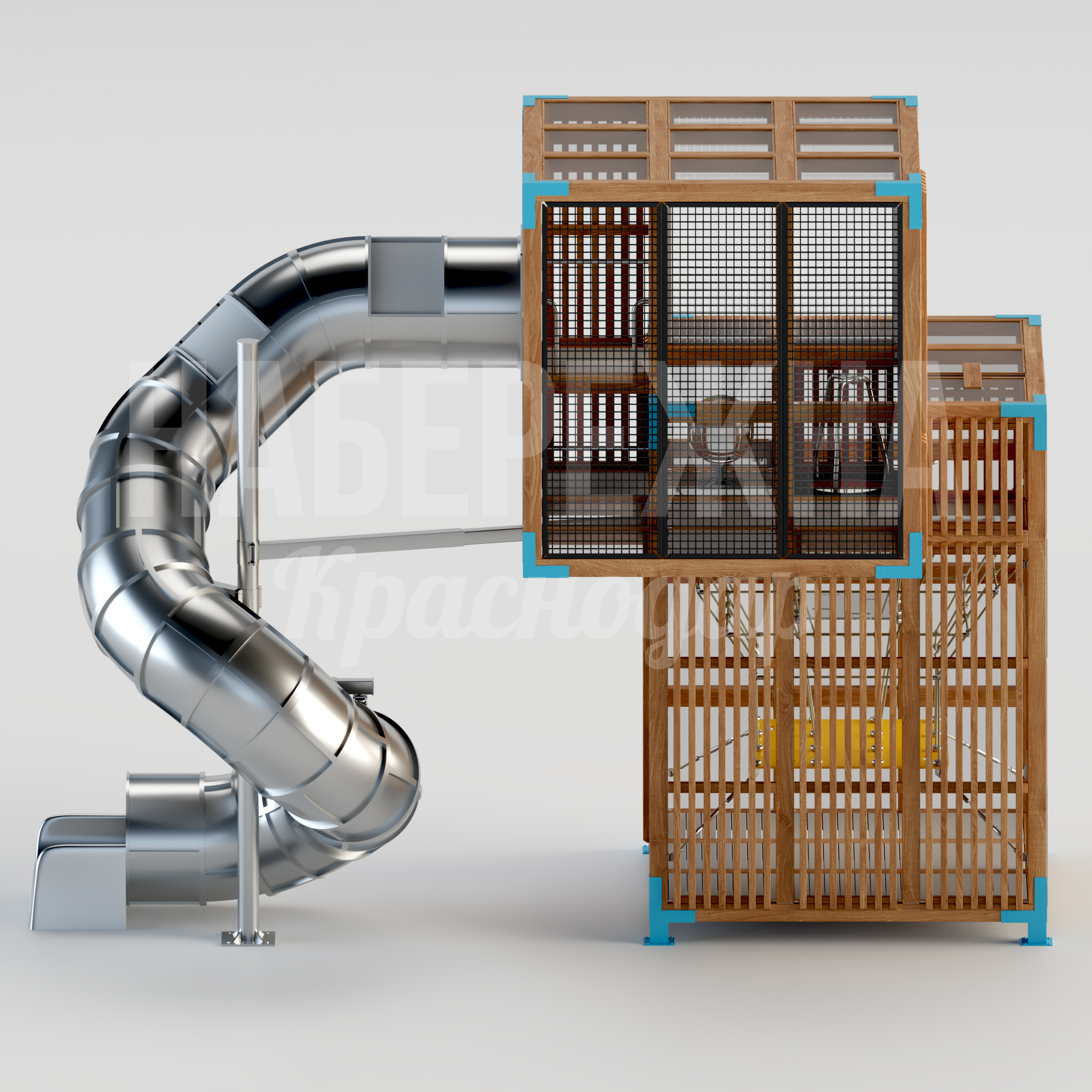 Горка детская Pirve — купить, MAF-24.014 | Набережна Горка детская Pirve - купить, 3750x6700x5200 мм, Металл, Дерево