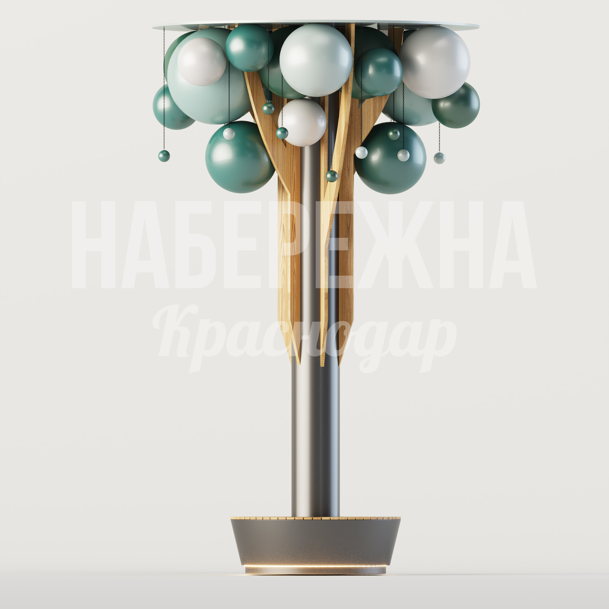 Лавочка-Арт-объект Luel — купить, MAF-25.076-1 | Набережна Лавочка-Арт-объект Luel - купить, 3300x3300x4500 мм, Металл, Дерево, Подсветка