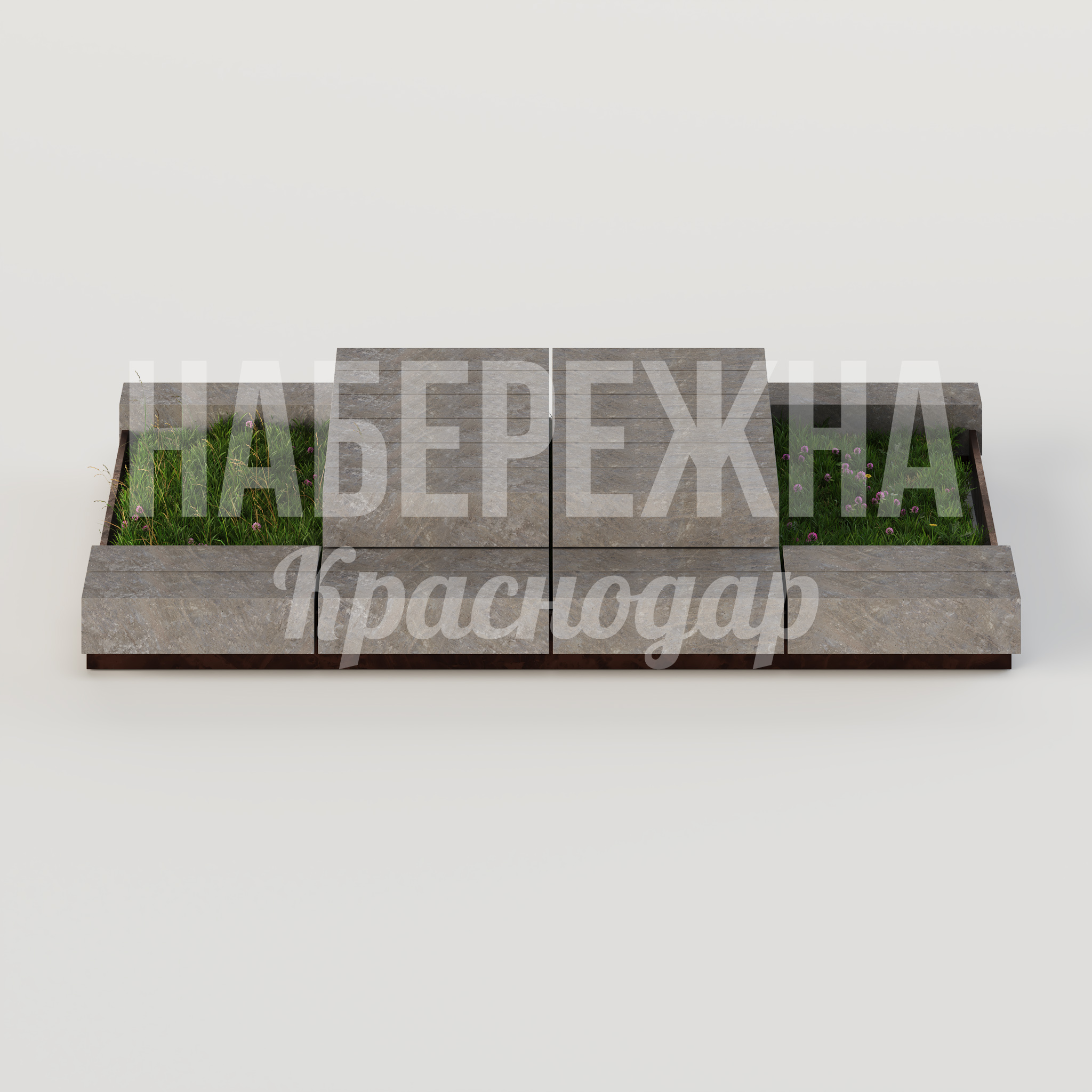 Клумба Misvoi - купить, 2600x5000x750 мм, Бетон, Металл