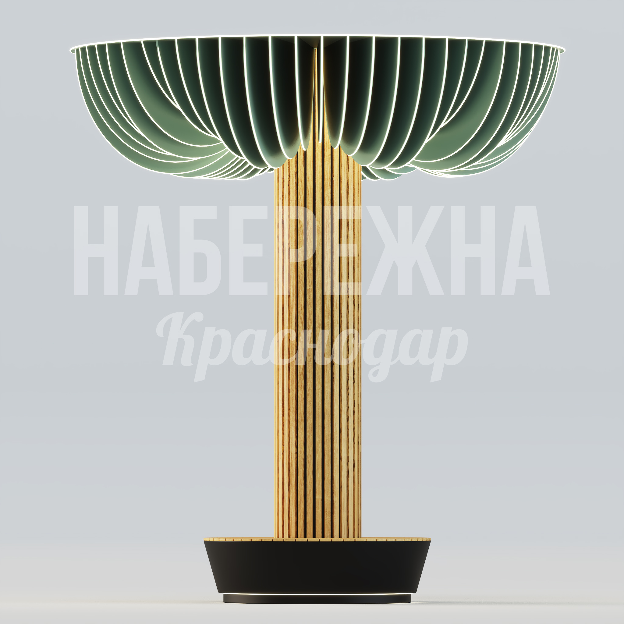 Навес с посадочным местом Pepö — купить, MAF-25.077 | Набережна Навес с посадочным местом Pepö - купить, 3900x3900x4000 мм, Дерево, Подсветка