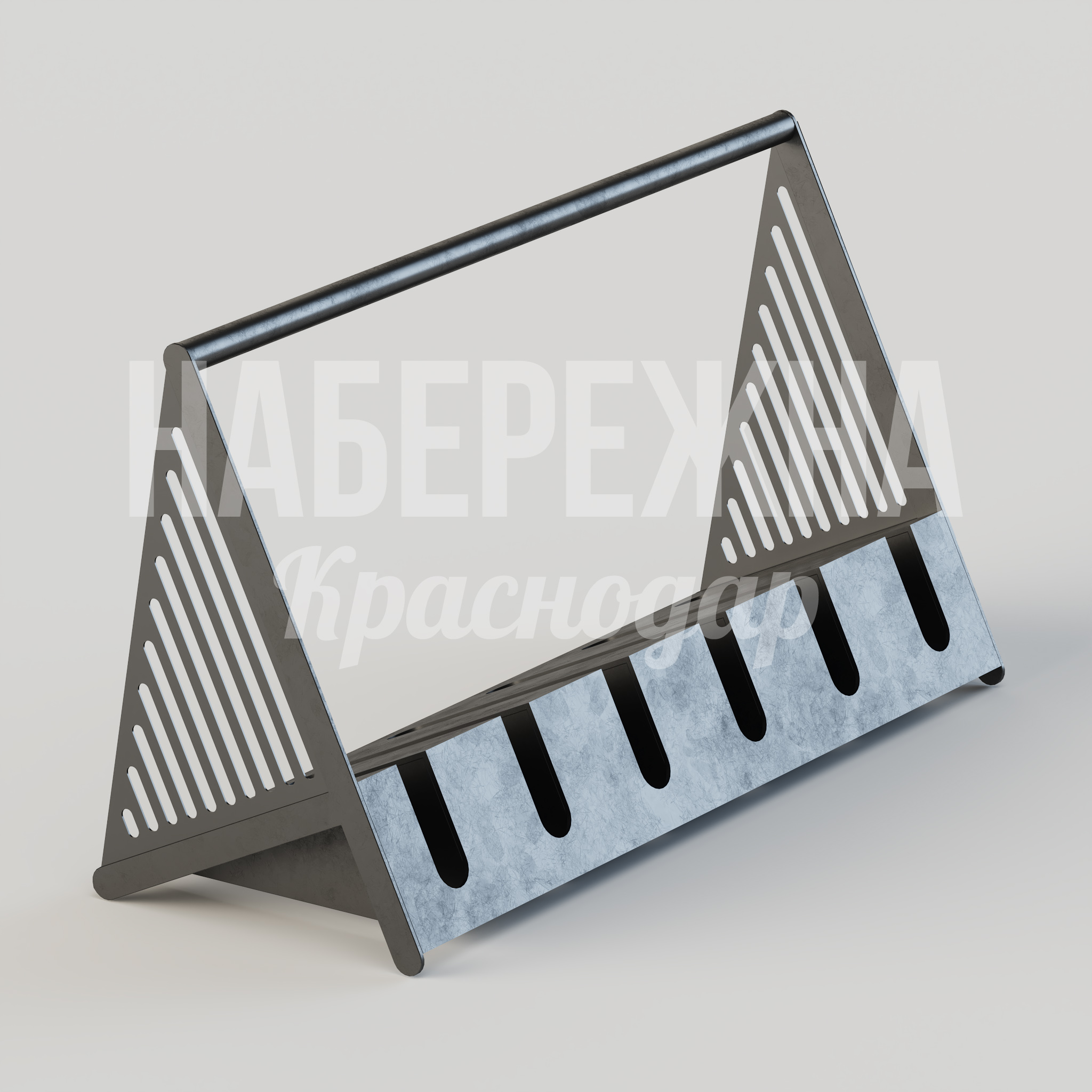 Велопарковка Görnitle — купить, MAF-25.096 | Набережна Велопарковка Görnitle 600x1500x850 мм. MAF-25.096 Велопарковка на 5 мест с треугольной конструкцией и декоративной перфорацией, защищает велосипеды от падения.