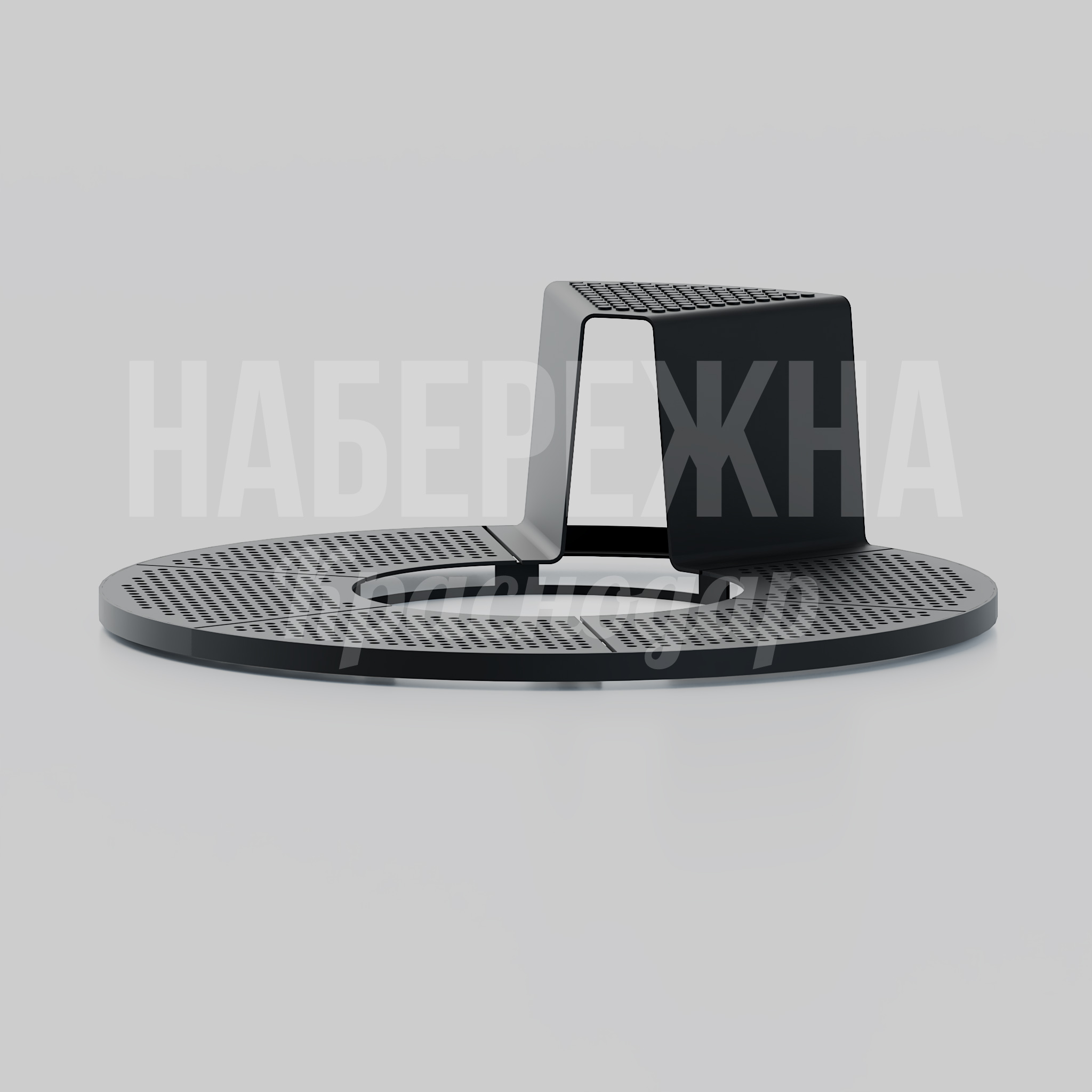Приствольная решетка с сиденьем Feco 2280x2280x550 мм. MAF-25.212 Приствольная решетка с интегрированной скамейкой. Защищает корневую систему деревьев и создаёт зону отдыха.