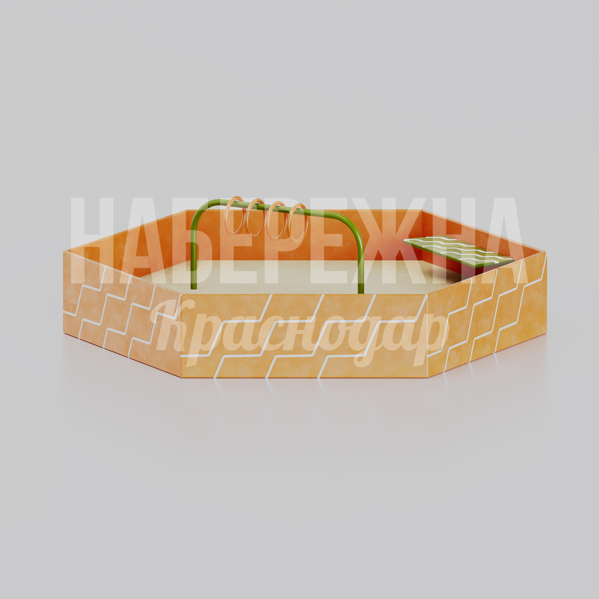 Песочница Ugå — купить, MAF-26.051 | Набережна Песочница Ugå 1750x2000x530 мм. MAF-26.051 Песочница восьмиугольная с встроенными велопарковками и скамейкой, объединяет игровую и транспортную зоны.